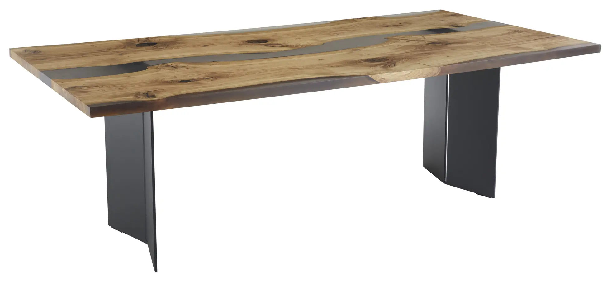 Esstisch Nera - LB ca. 220 x 110 cm, Asteiche massiv, Epoxy, Grau 3026170