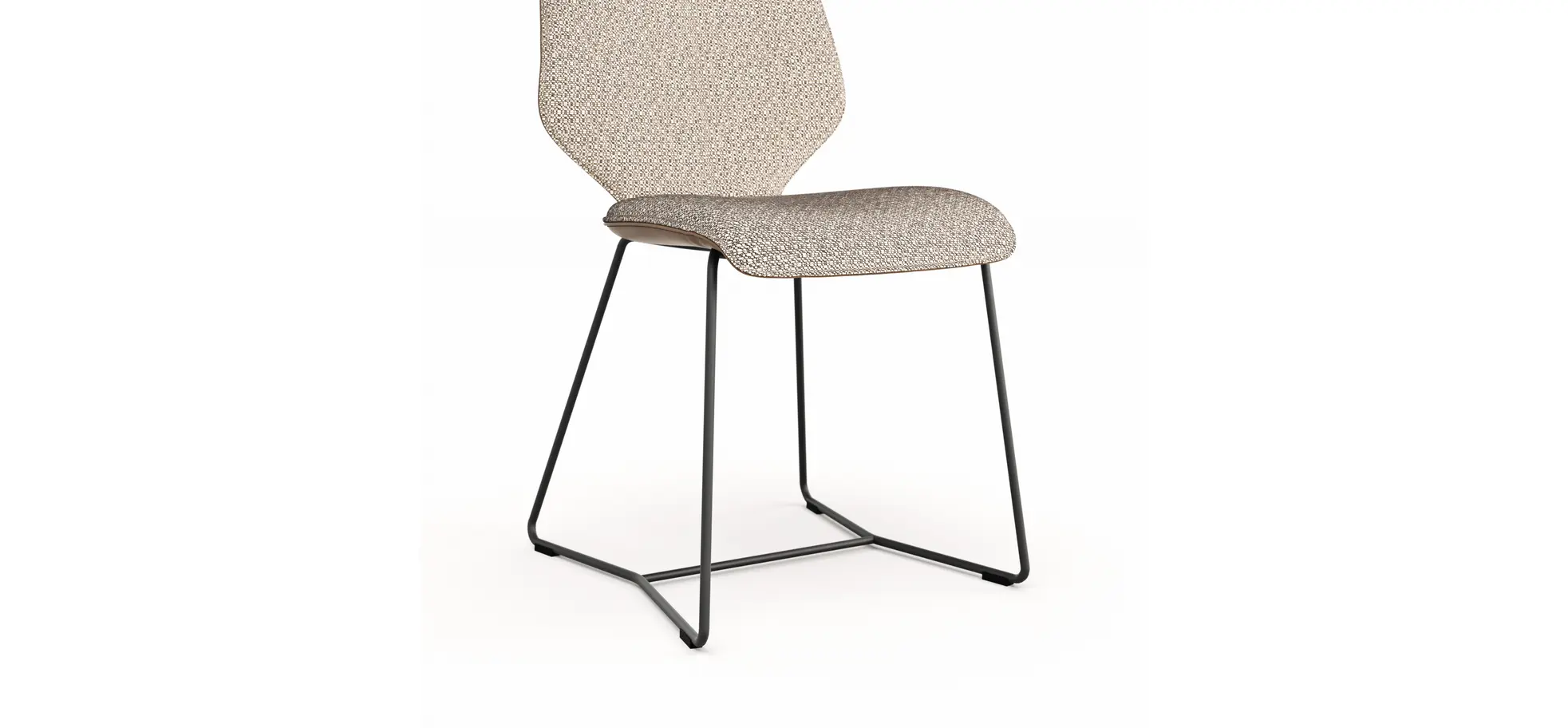 Stuhl Penthouse - Stoff, Hellgrau, Leder, Steingrau, Kufen, Anthrazit