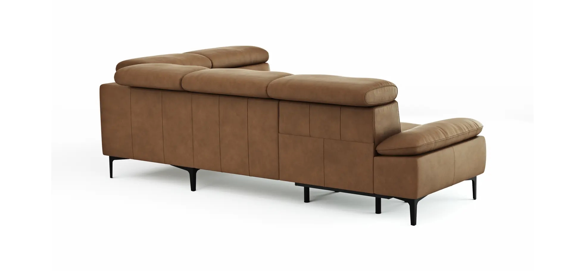 Ecksofa Felipa - 2,5-Sitzer mit Ecke rechts inkl. Armlehne verstellbar und Rückenlehne/Sitztiefe verstellbar (motorisch), Leder, Cognac