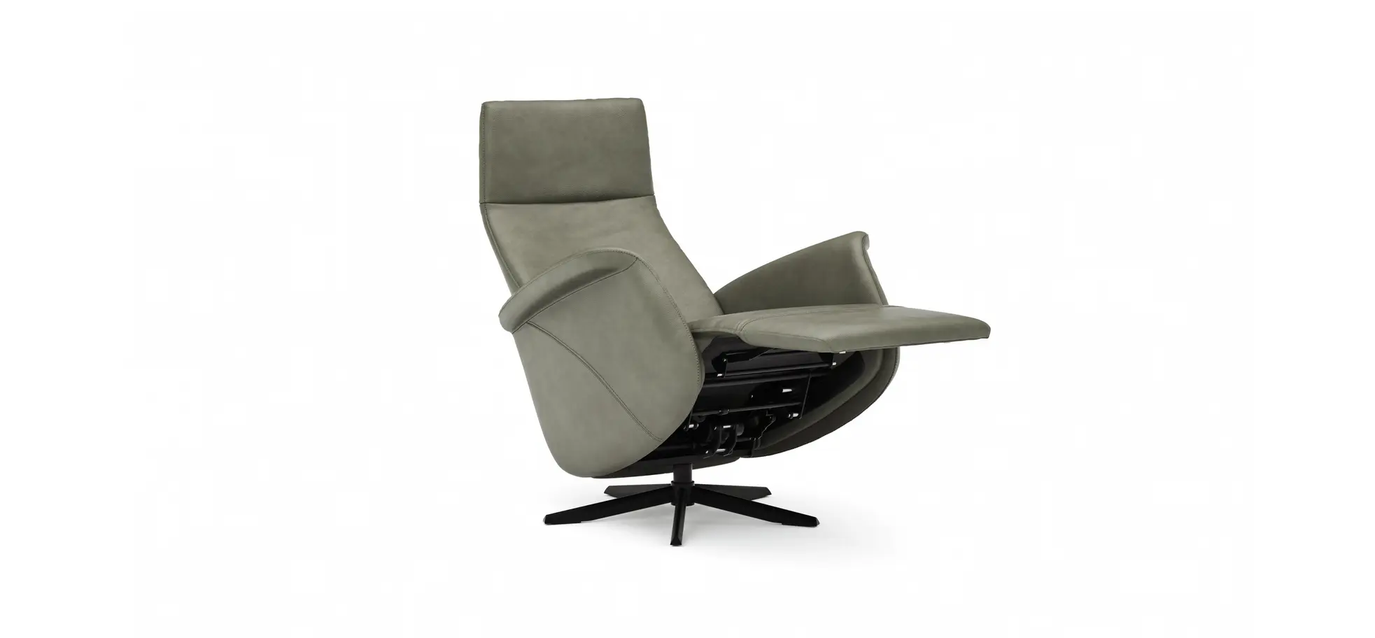 Sessel Girona - Relaxfunktion (motorisch), Leder, Moos