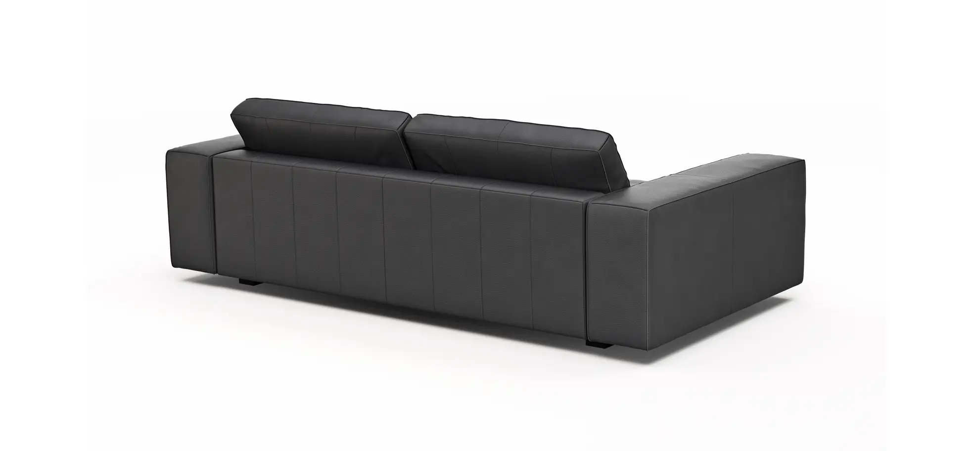 Sofa Aprino 1 - 3,5-Sitzer XL, Dickleder, Schwarz, Armlehne Block breit