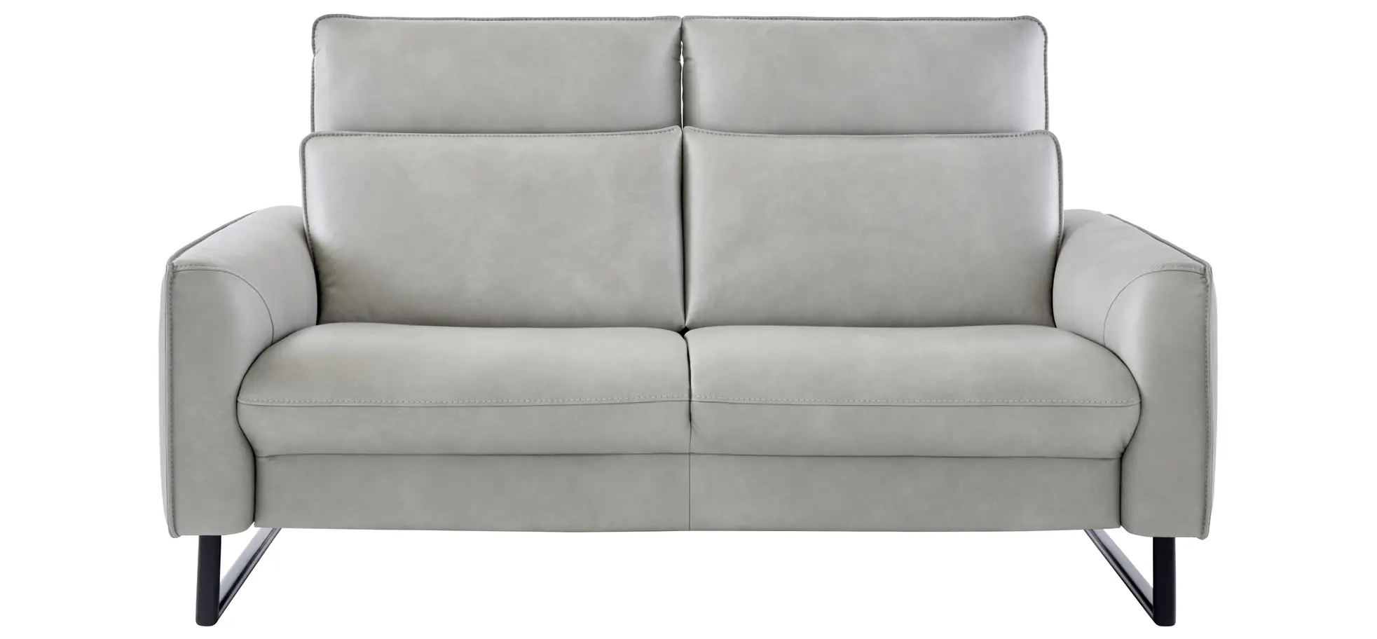 Sofa Avela - 2-Sitzer inkl. Kopfteil verstellbar, Leder, Steingrau 9158703