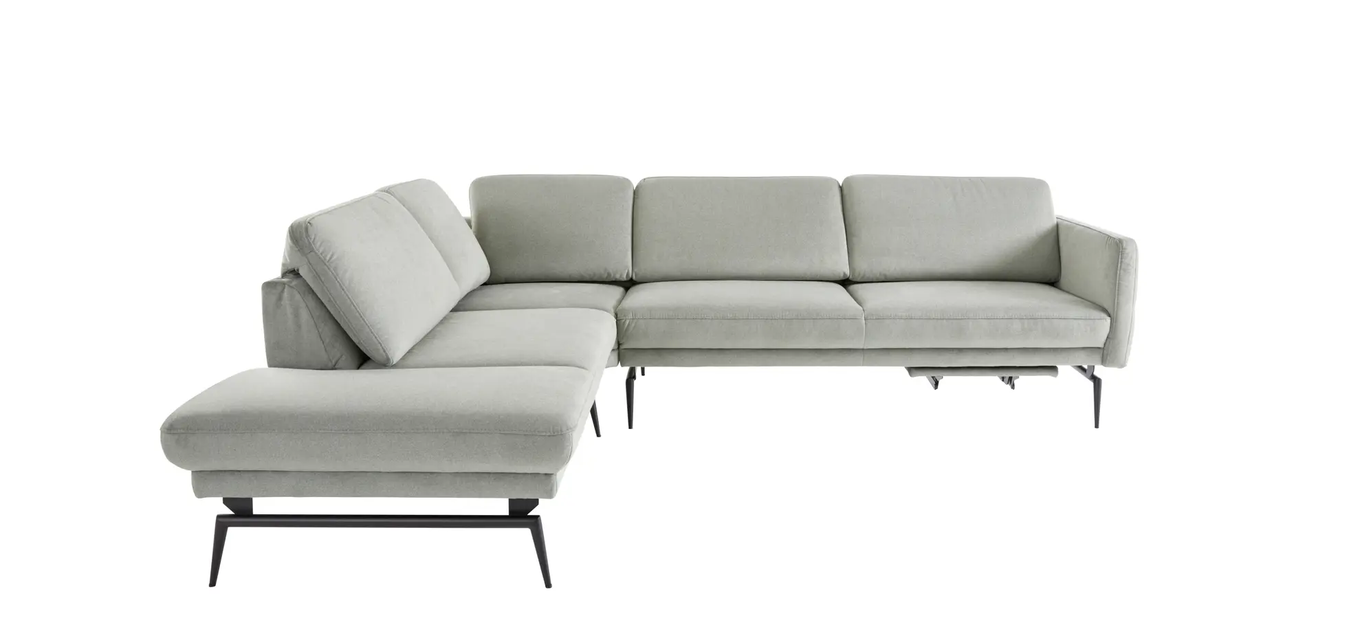 Ecksofa Estrela - Ecke links mit 2,5-Sitzer inkl. Rücken-/Armlehne verstellbar, Stoff, Schlammgrün 200232