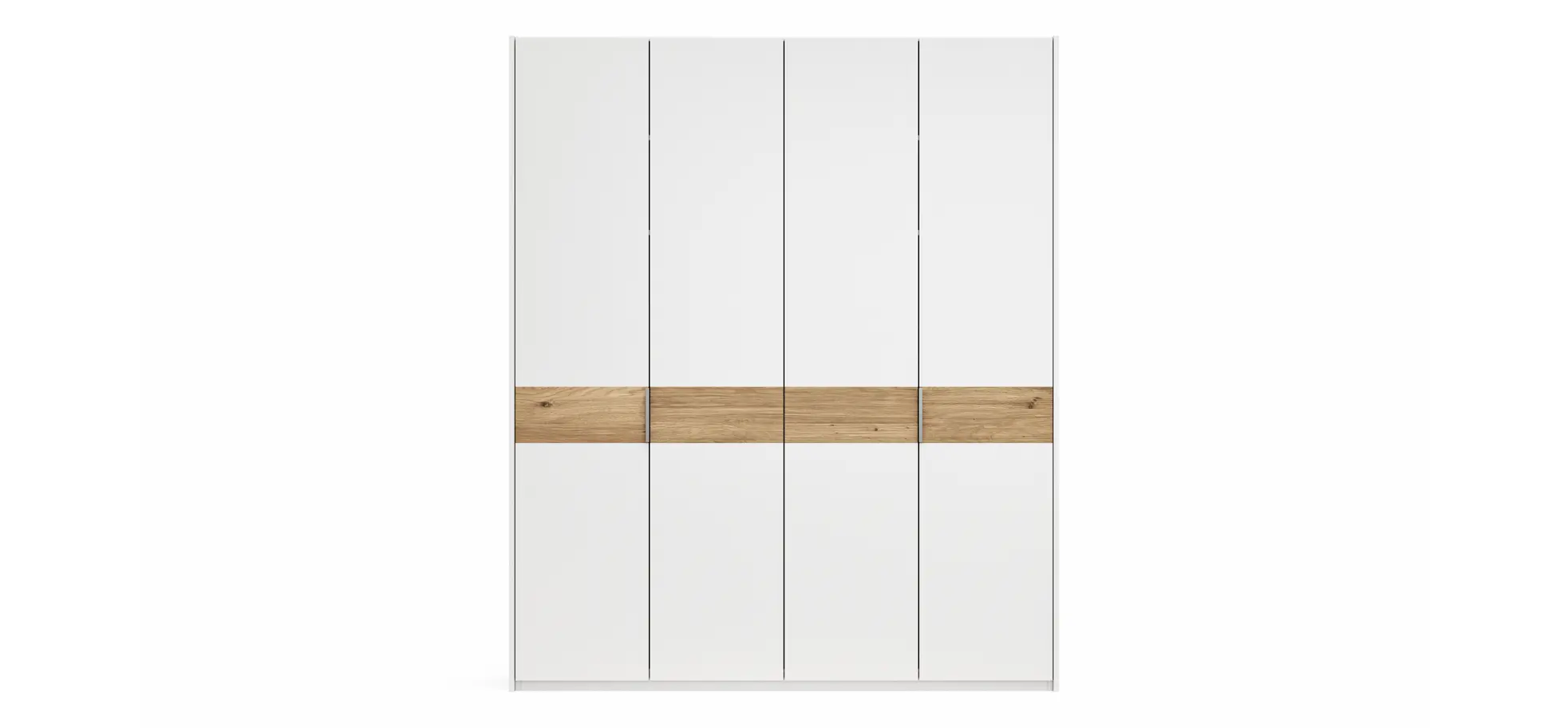 Drehtürenschrank Viana - B ca. 204 cm, Lack, Weiß, Riffholz, Wildeiche