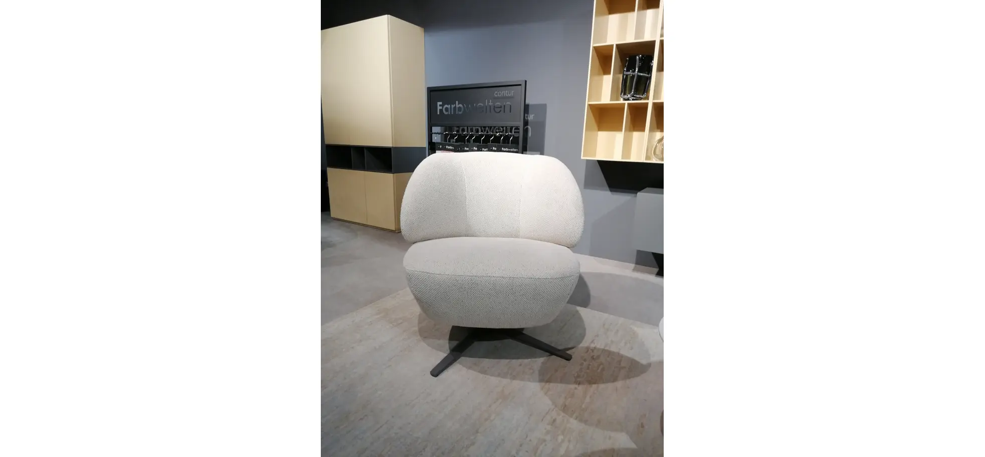 Sessel Caruso II - Drehbar, Stoff, Ecru