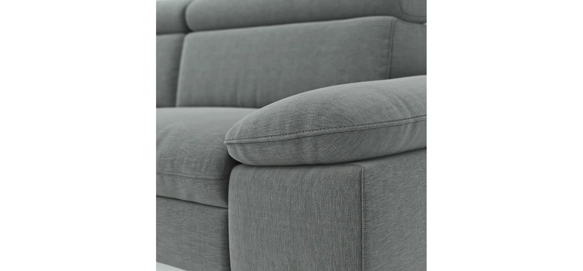 Ecksofa Felipa - Longchair links mit 2,5-Sitzer inkl. Kopfteil verstellbar, Stoff, Grau