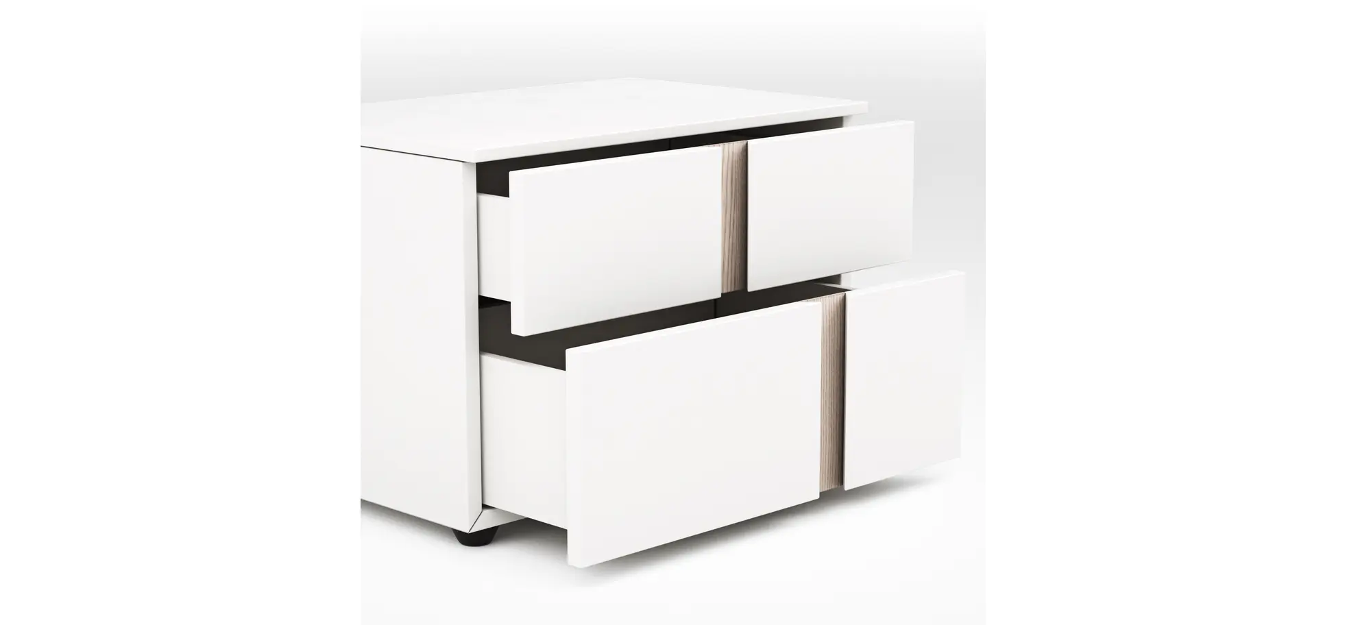 Nachttisch Loretto - Lack matt, Weiß