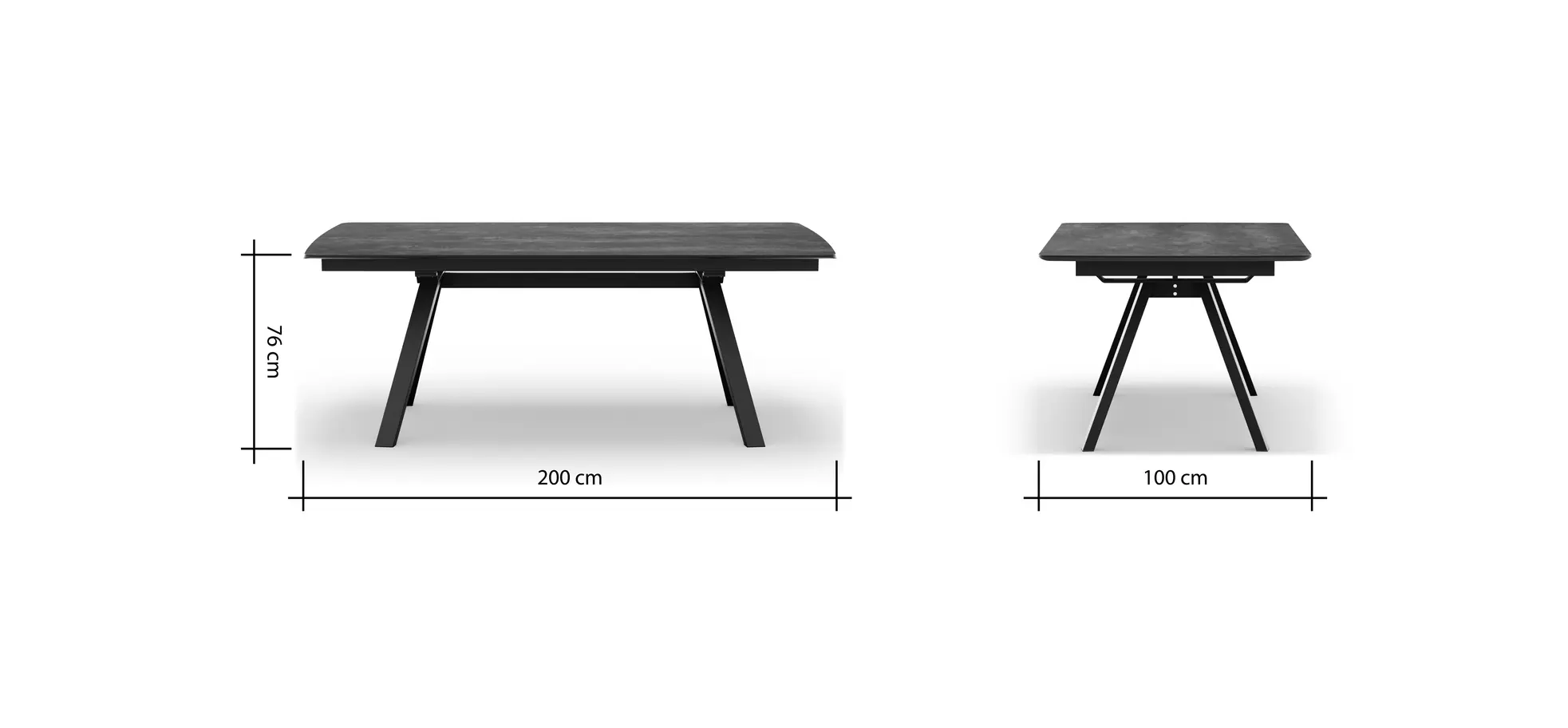 Esstisch Sedana - ausziehbar, LB ca. 200x100cm, Keramik, Schiefergrau