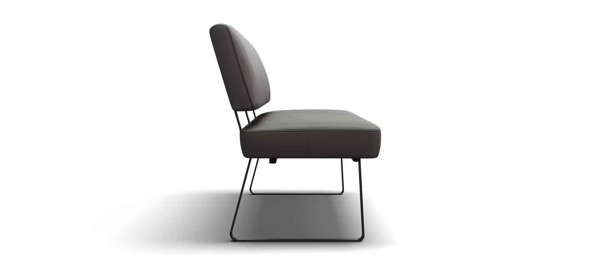 Polsterbank Carmelo - Breite ca. 203 cm, Leder, Steingrau