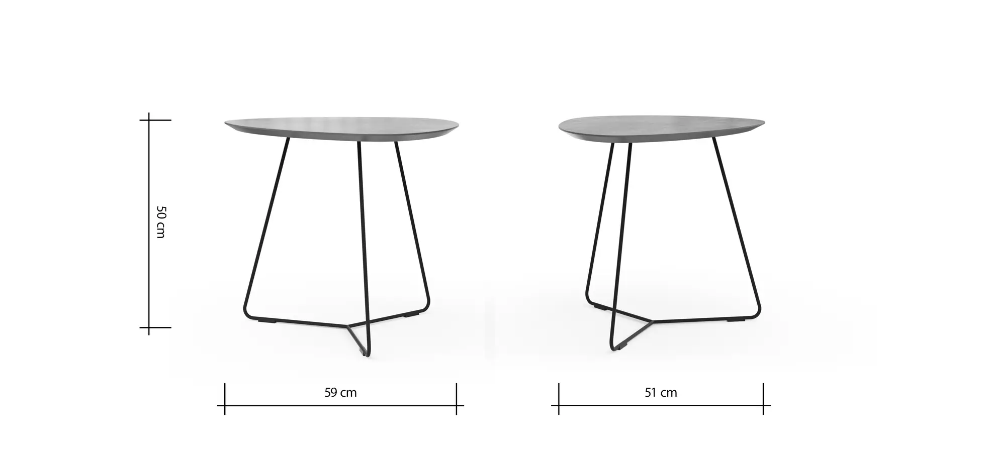 Ecktisch Fano - LBH ca. 59x50x50 cm, HPL Laminat, Grau