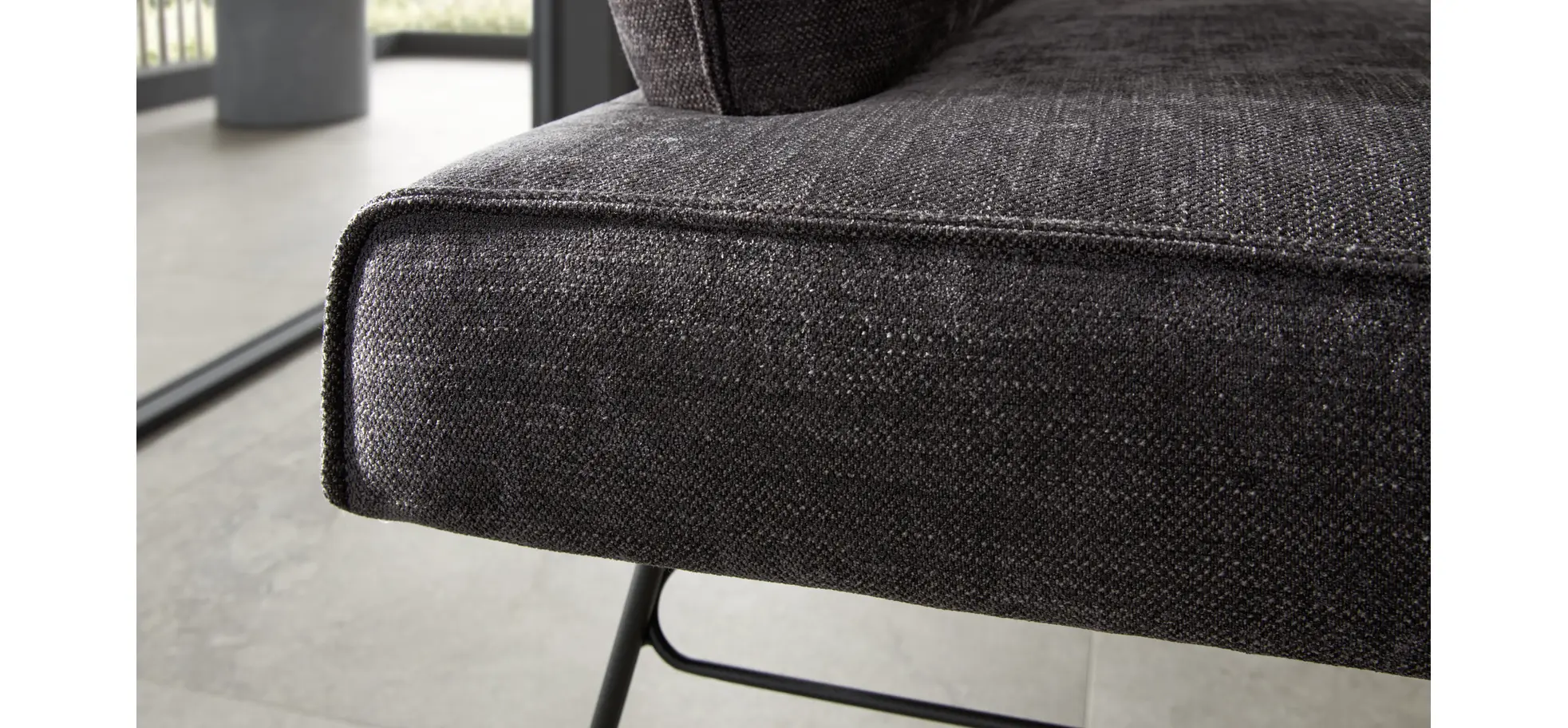 Polsterbank Elda - Breite ca. 184 cm, Stoff, Anthrazit