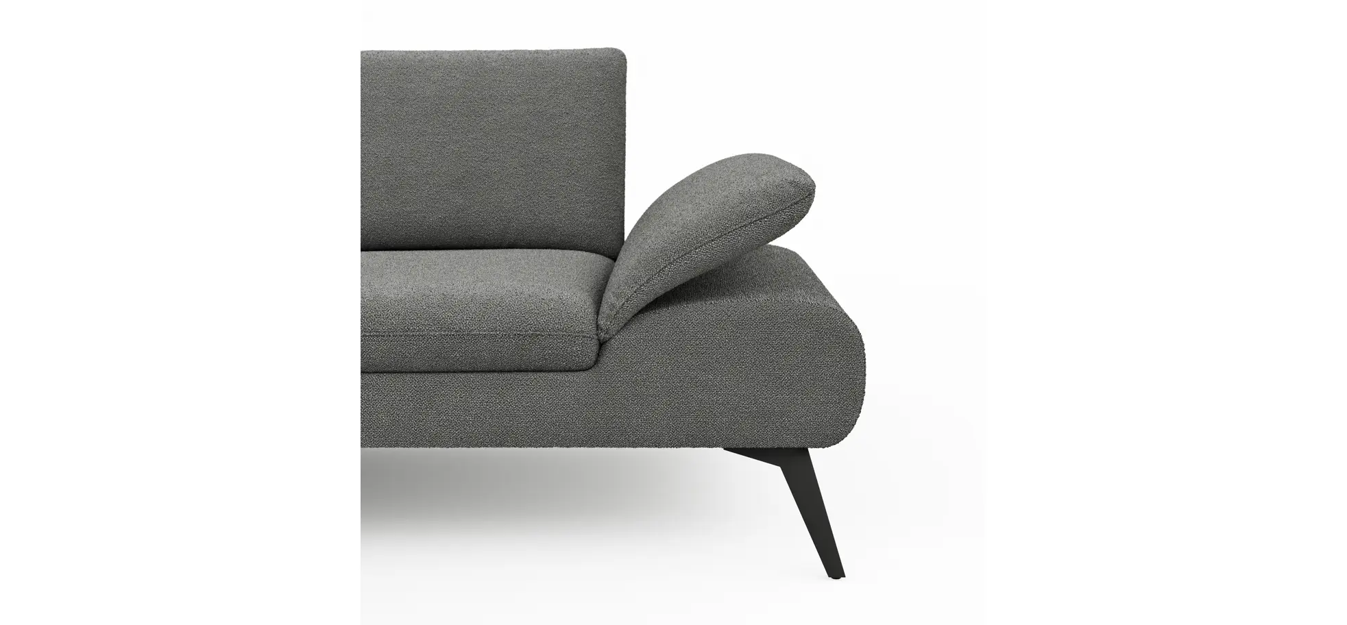 Ecksofa Collina - Longchair links, 2,5-Sitzer inkl. Sitztiefen- u. Armlehehnenverstellung, Stoff, Dunkelgrau