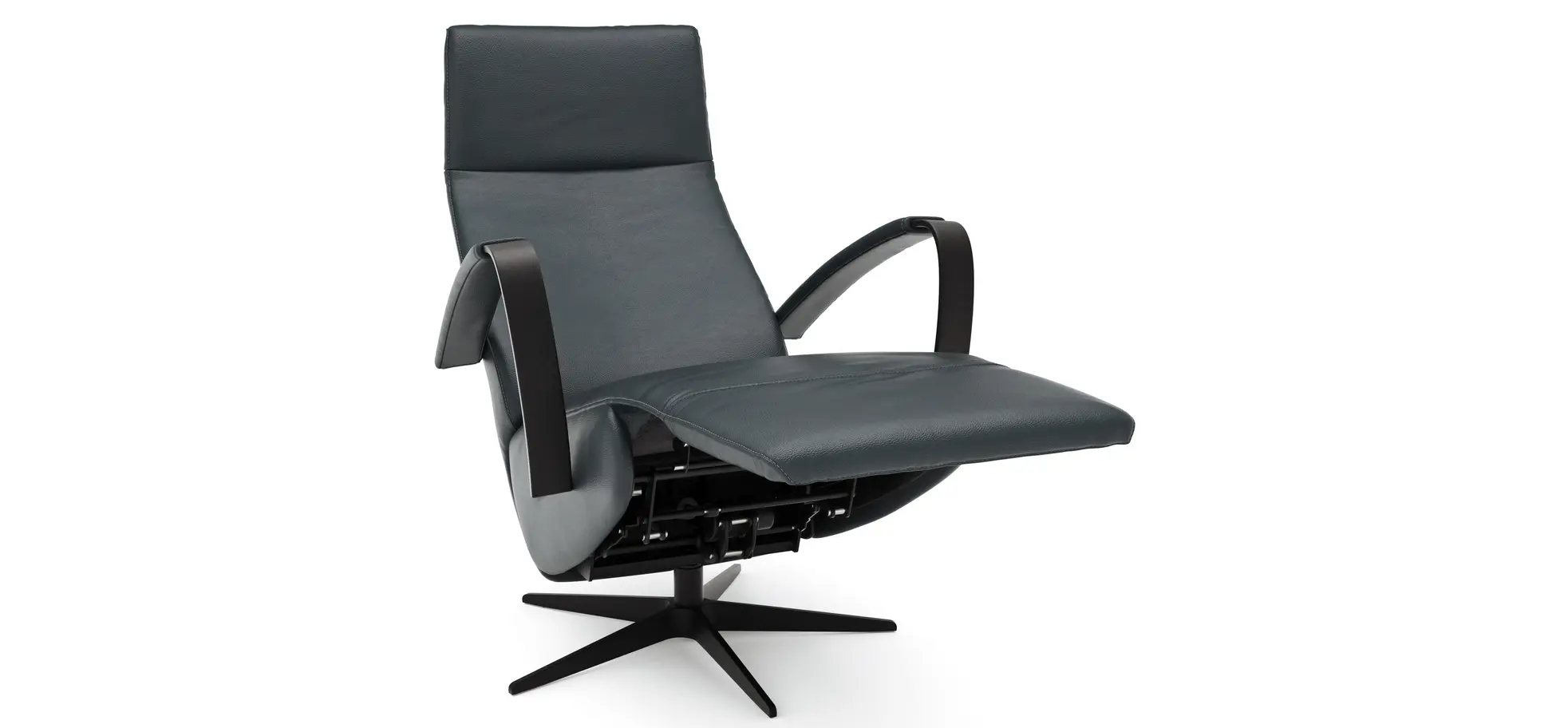 Relaxsessel Girona - Relaxfunktion (motorisch), Leder, Graphit