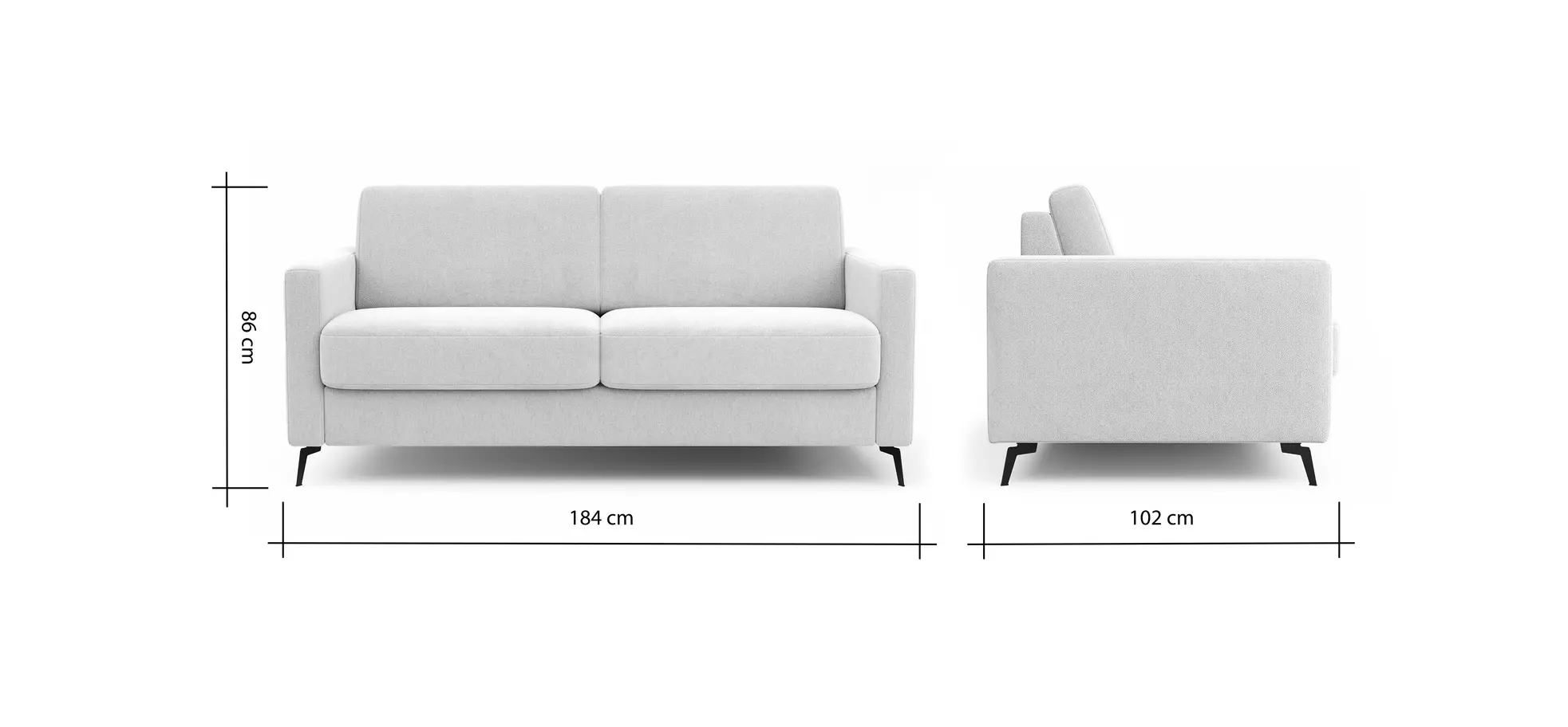 Schlafsofa Laredo - 2,5-Sitzer inkl. Schlaffunktion, Stoff, Offwhite