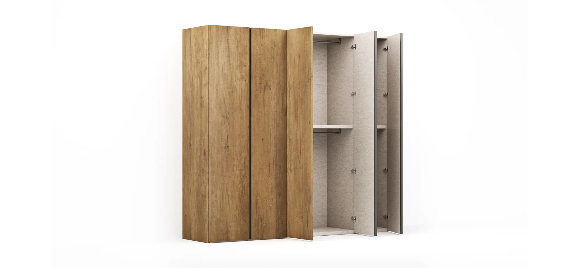 Drehtürenschrank Loretto - B ca. 254 cm, Melamin Astig hell