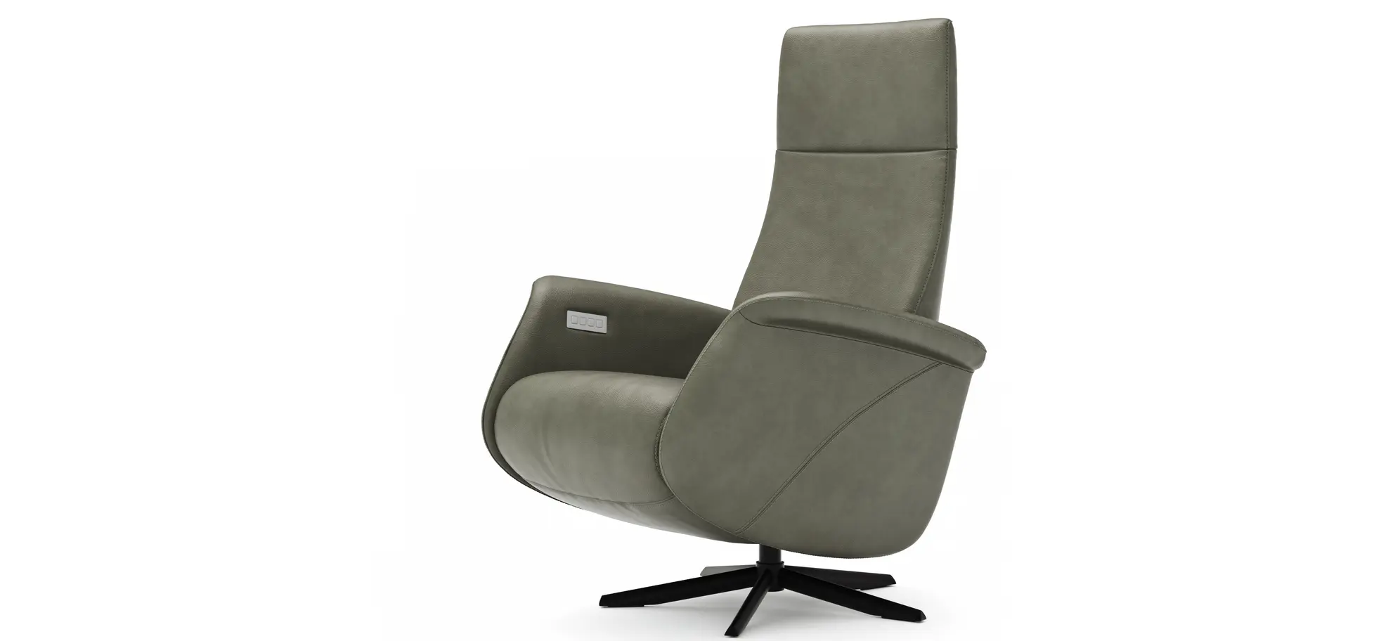 Sessel Girona - Relaxfunktion (motorisch), Leder, Moos