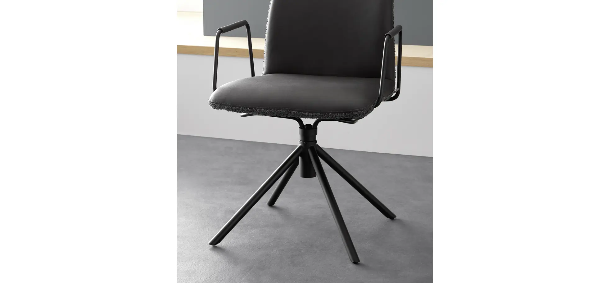 Armlehnstuhl Sedana - drehbar, Stoff, Dunkelgrau