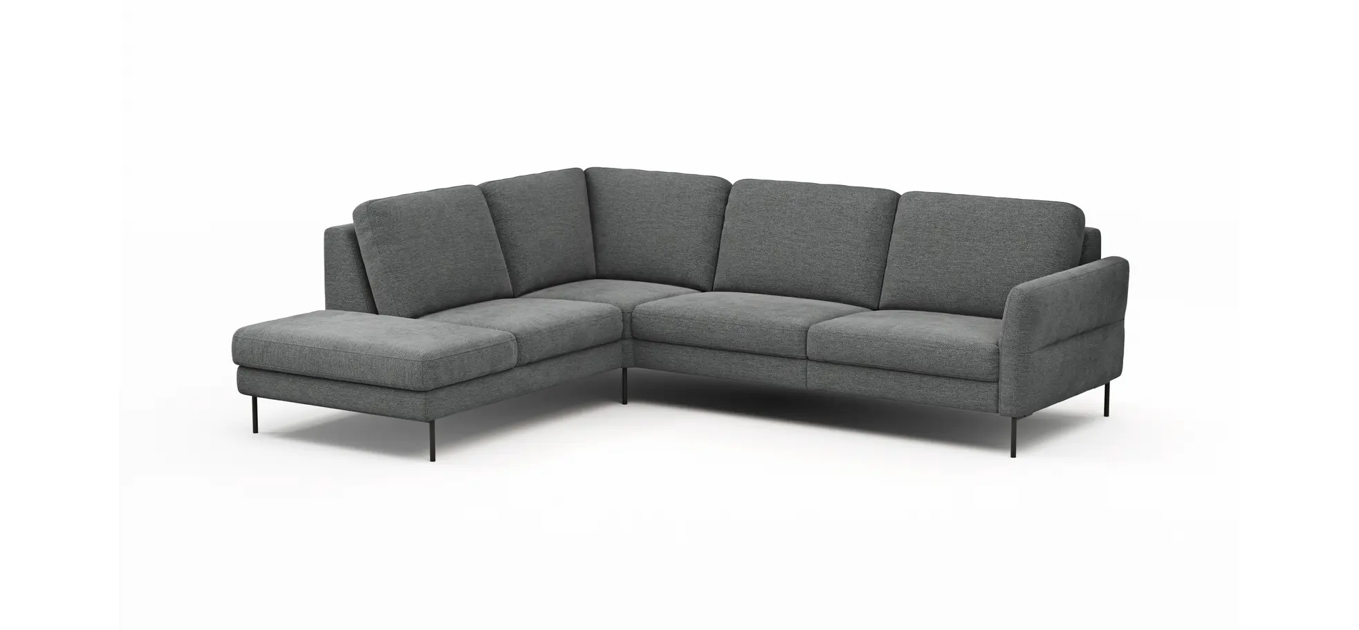 Ecksofa  Enna - Ecke links, 3-Sitzer, Sitzvorzug (motorisch), Stoff, Anthrazit