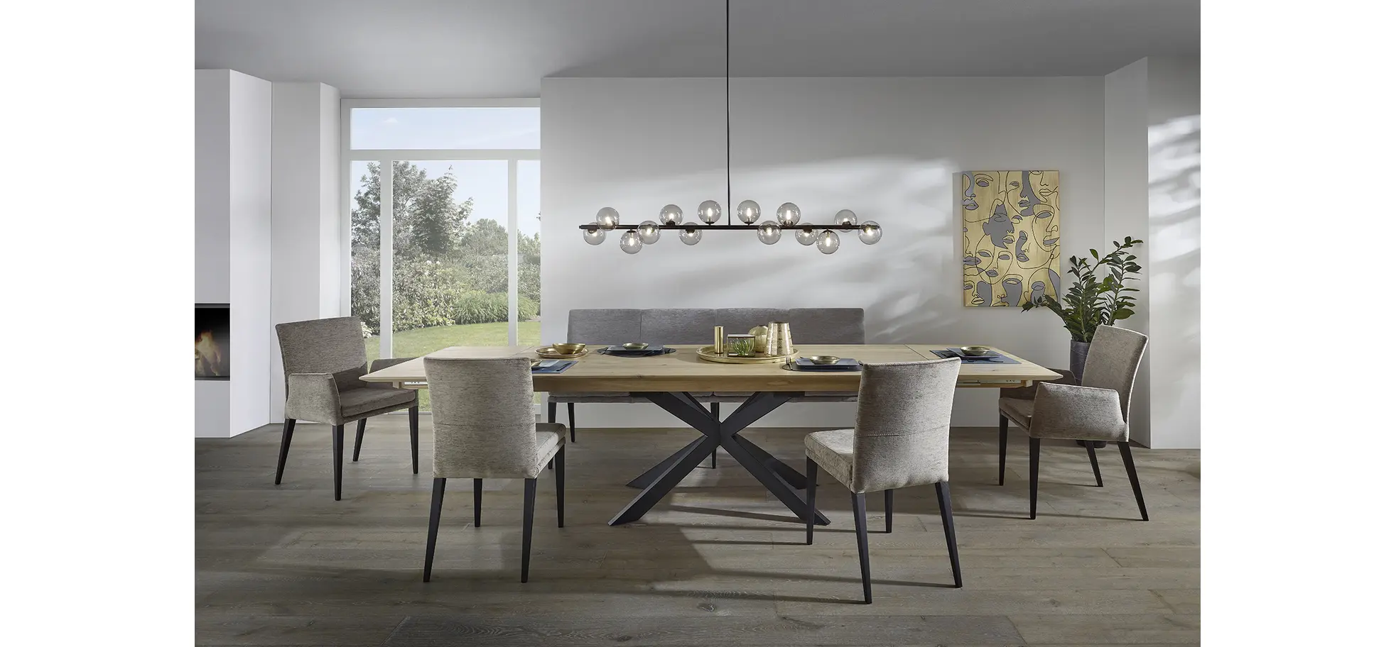 Esstische Talara Lola - LB ca. 220x100cm, Wildeiche Bianco