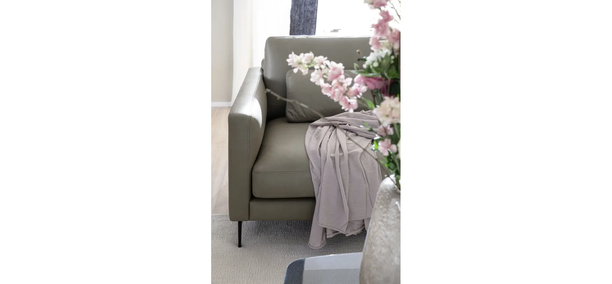 Sofa Cuneo - 2,5-Sitzer, Leder, Graubraun