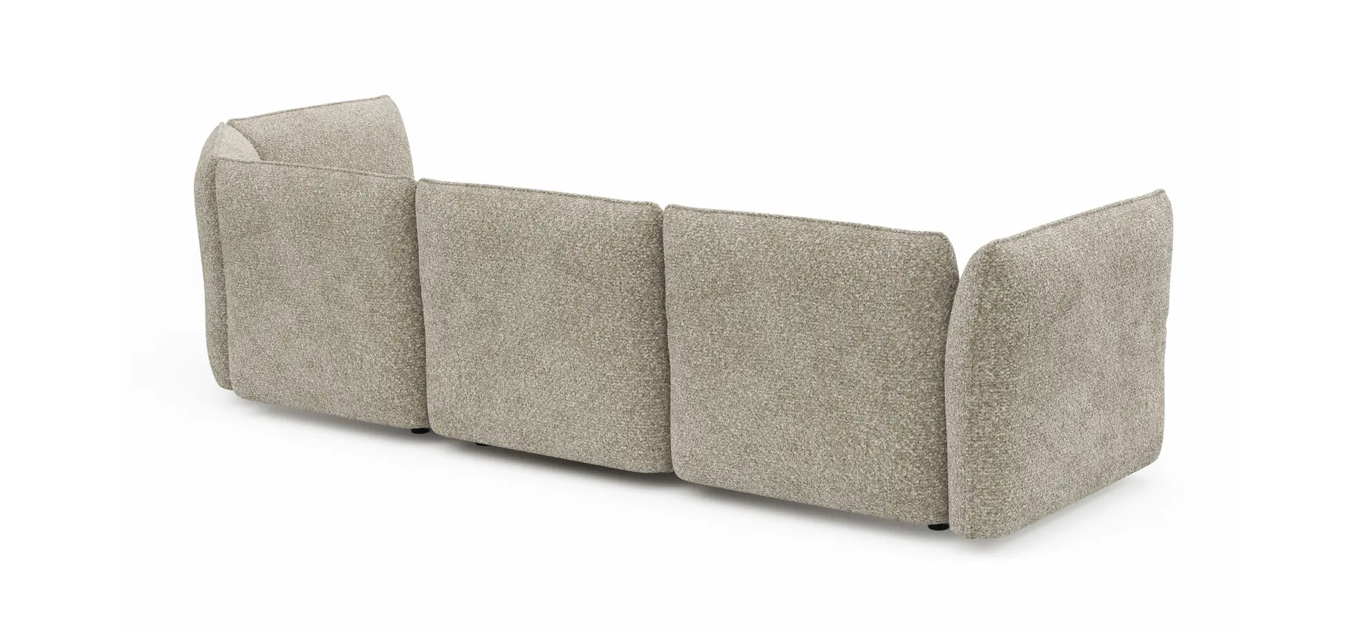 Trapezsofa Motone - 2-Sitzer mit Ecke rechts, Stoff, Beige