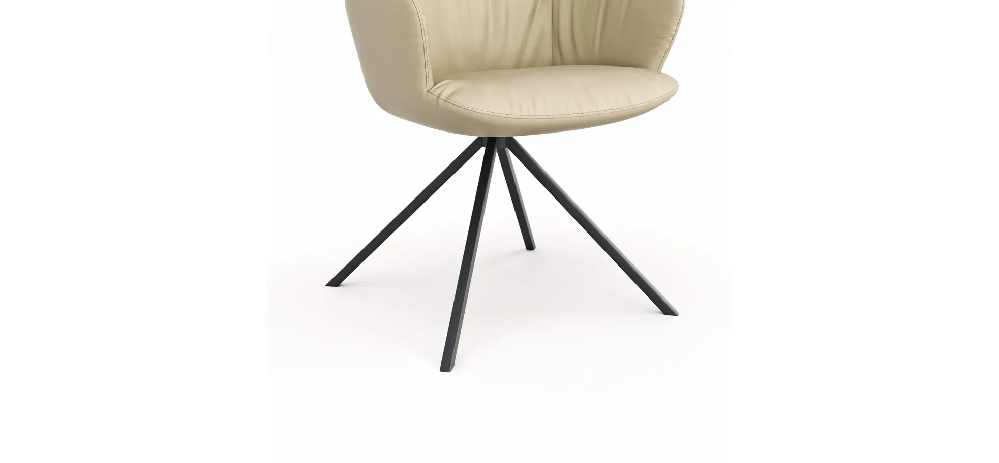 Armlehnstuhl Pegara -  Leder, Beige, Gestell Stativ