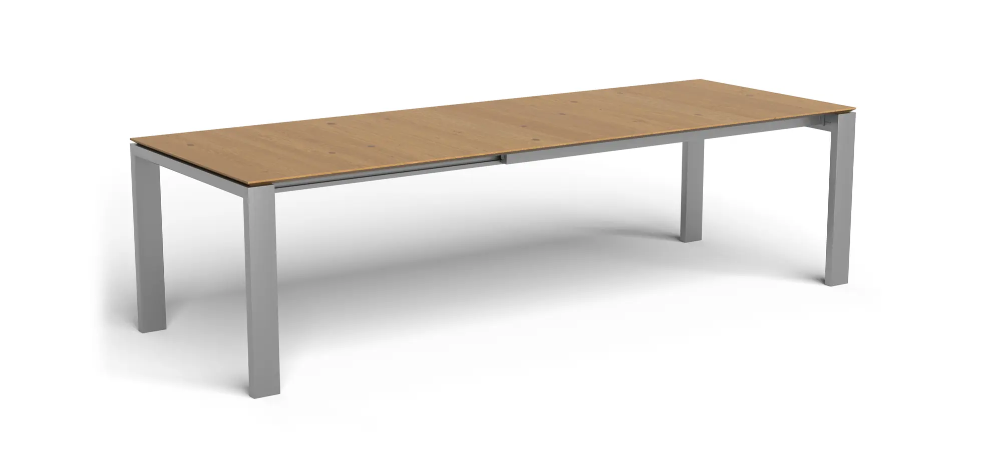 Esstisch 3400 - LB ca. 180x100 cm, ausziehbar, Asteiche massiv, 4-Fuss, Edelstahl