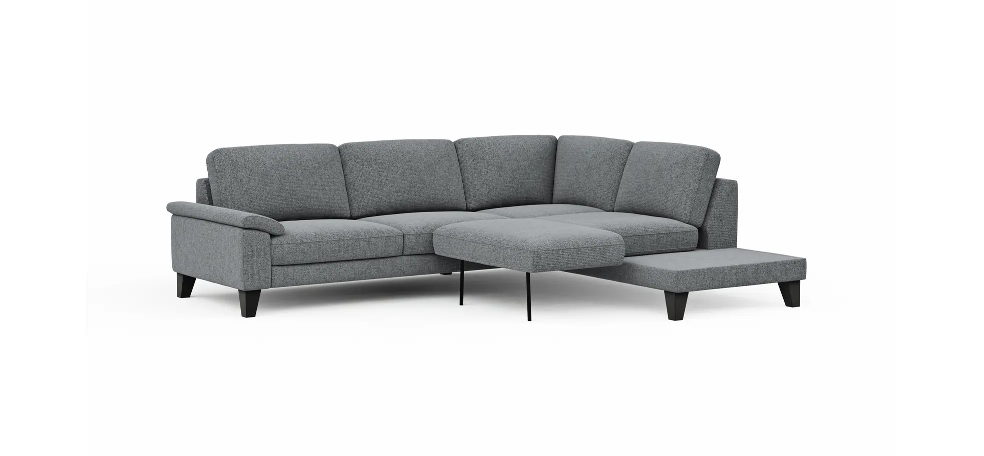 Ecksofa Oviedo - 2,5-Sitzer mit Ecke rechts inkl. Drehsitz, Stoff, Grau