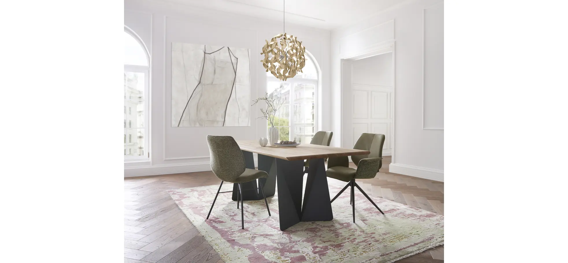 Esstisch Cinque Passi - LB ca. 240x95 cm, Asteiche massiv natur