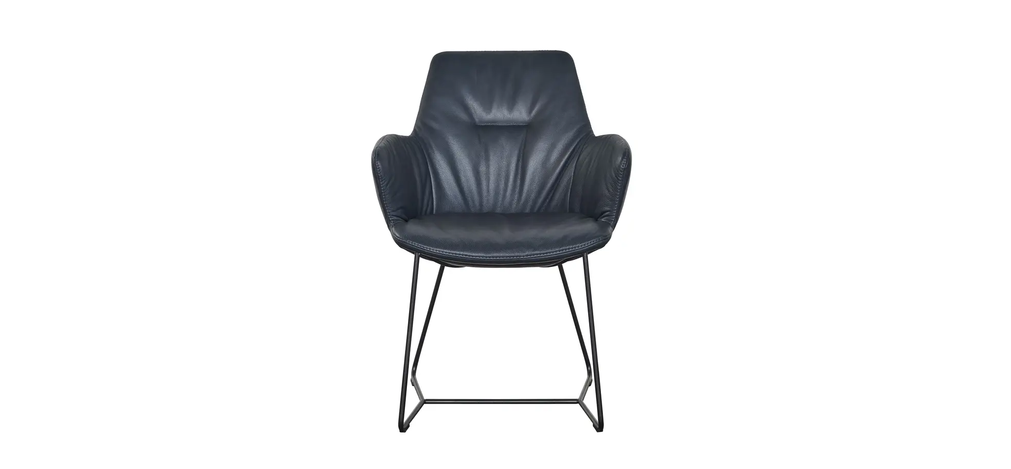 Armlehnstuhl Pegara - Leder, Dunkelblau