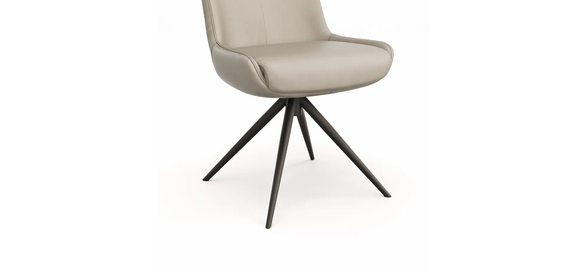 Stuhl Mis - Leder, Graubraun, Gestell, Schwarz