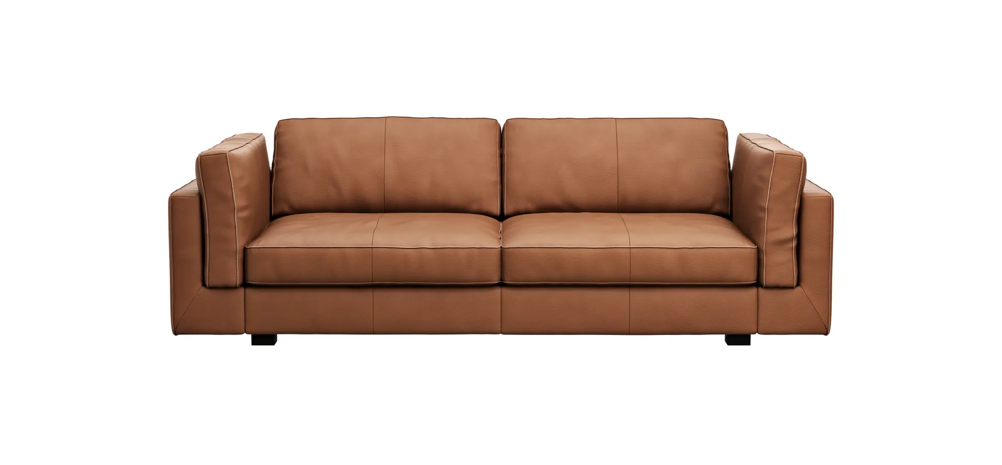 Sofa Aprino 3 - 3,5-Sitzer L, Dickleder, Cognac, Armlehne Kissen 111317