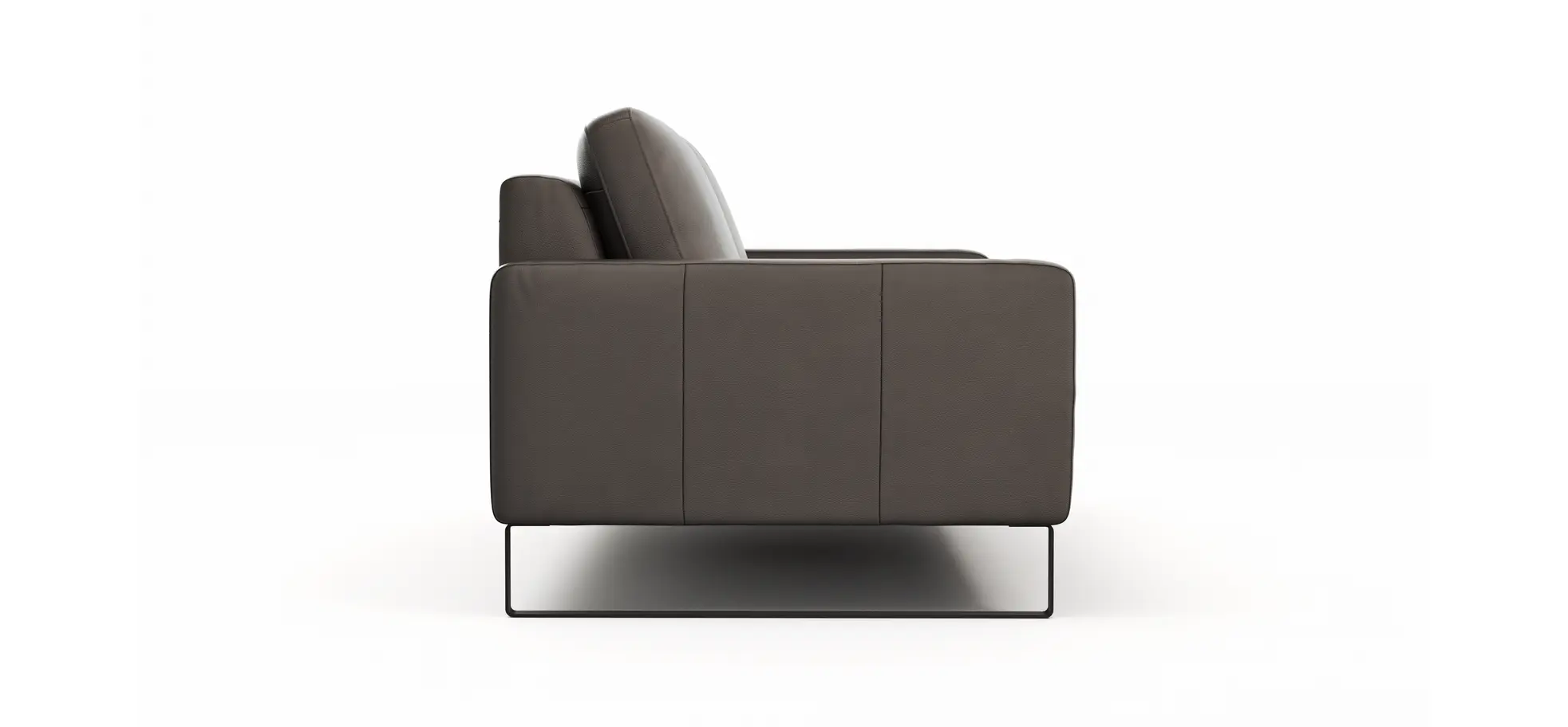 Sofa Enna - 3,5-Sitzer, Armlehne A, Leder, Schwarz, Kufe, Schwarz
