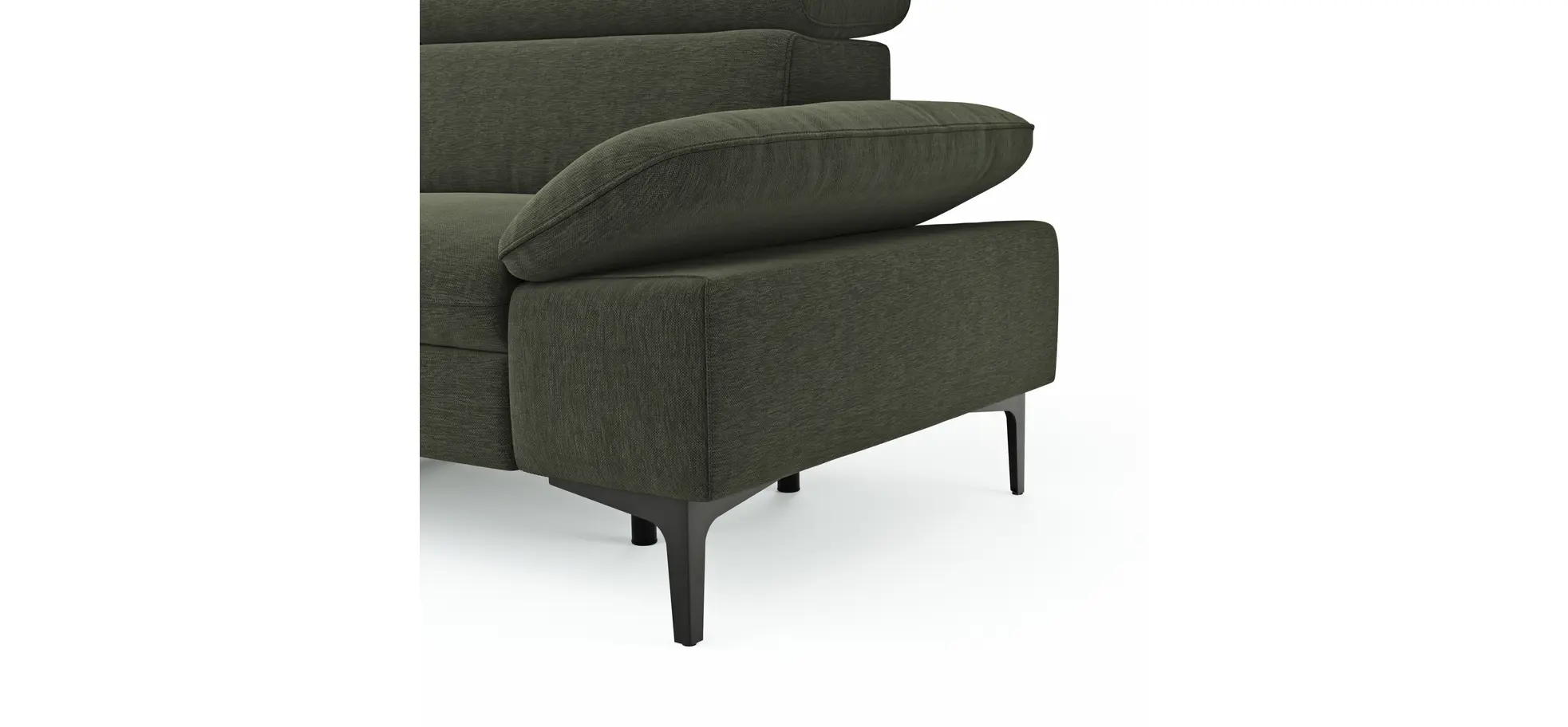Ecksofa Felipa - Ecke links mit 2,5-Sitzer inkl. Armlehne verstellbar und Rückenlehne/Sitztiefe verstellbar (motorisch), Stoff, Dunkelgrün