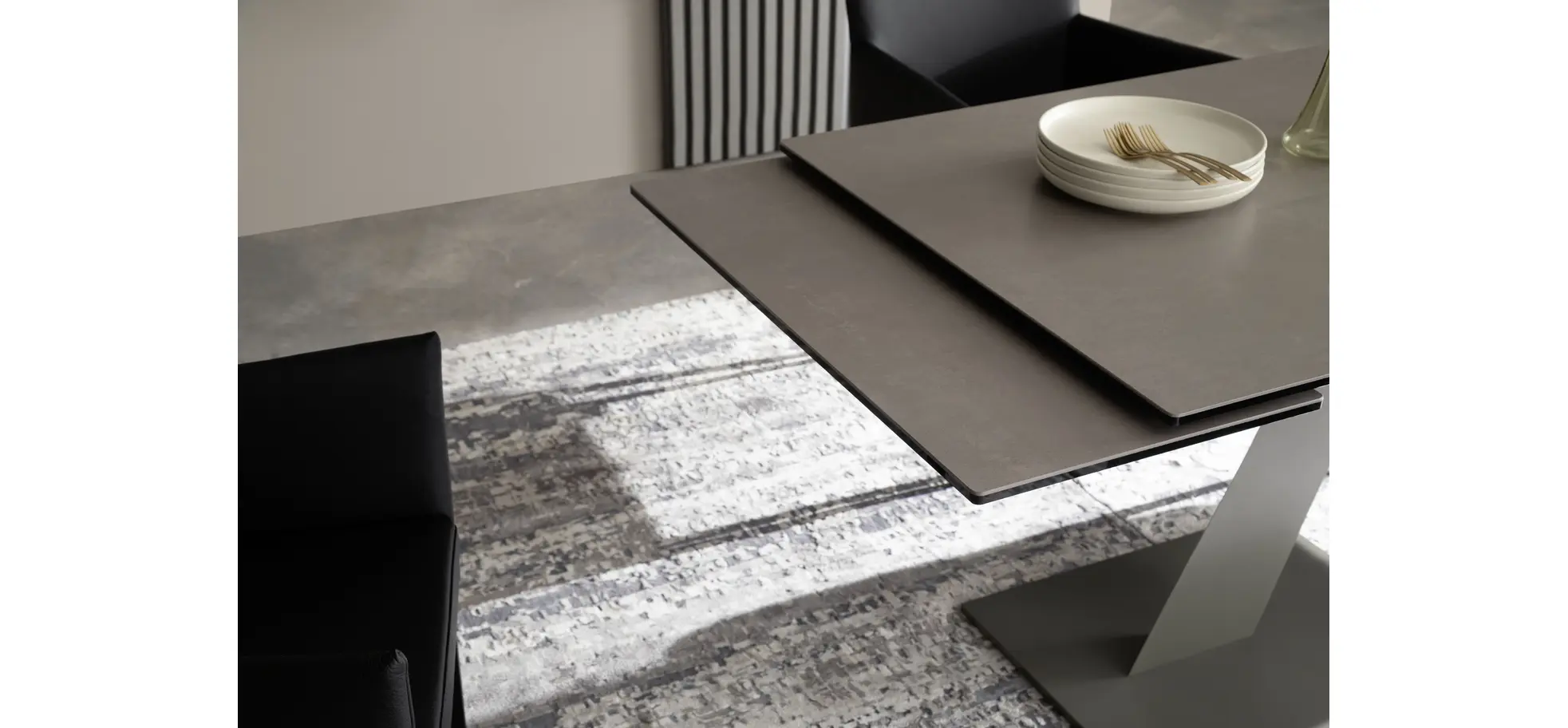 Esstisch Iseo - LB ca. 140x80 cm, ausziehbar, Keramik, Grau