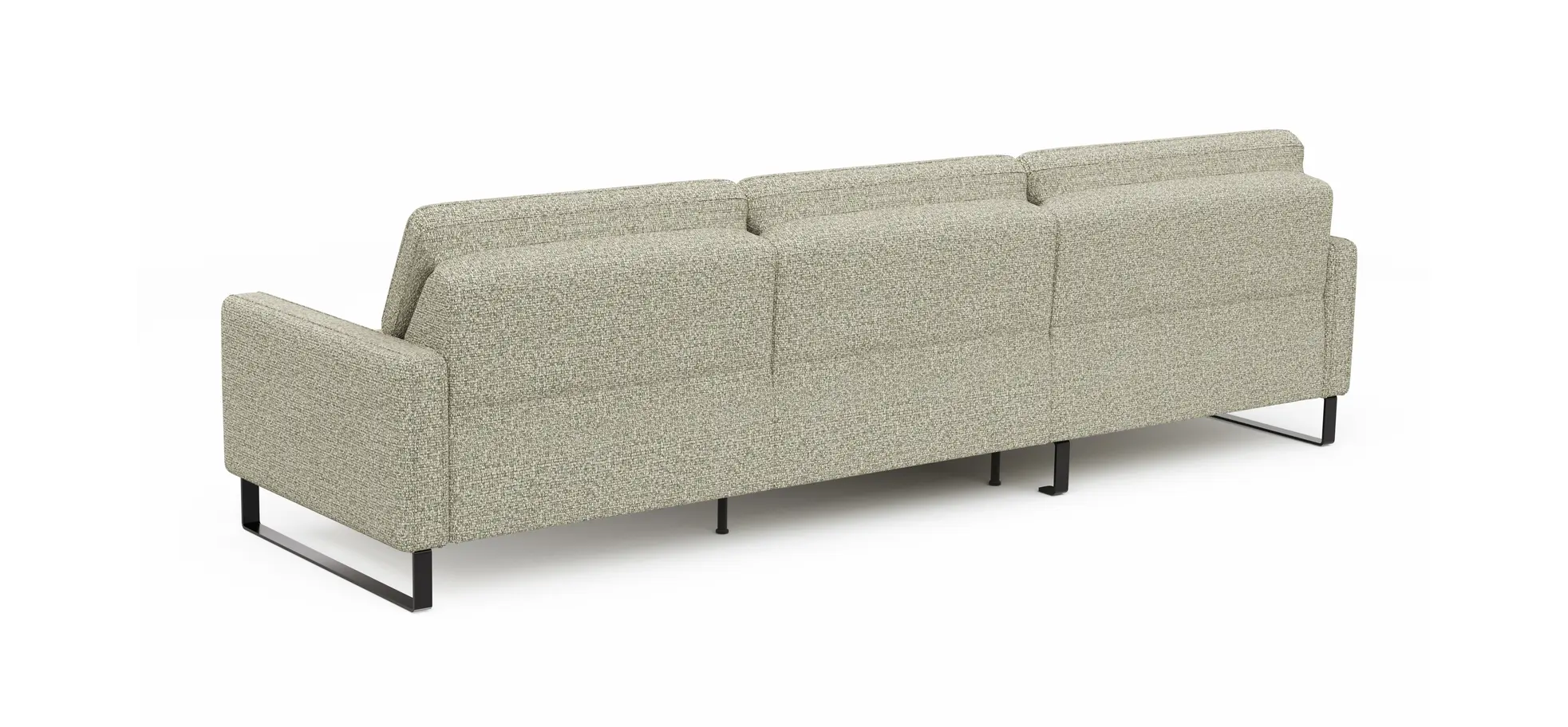 Ecksofa Valera - Longchair mit 3-Sitzer rechts inkl. Rückenlehne verstellbar, Stoff, Limone