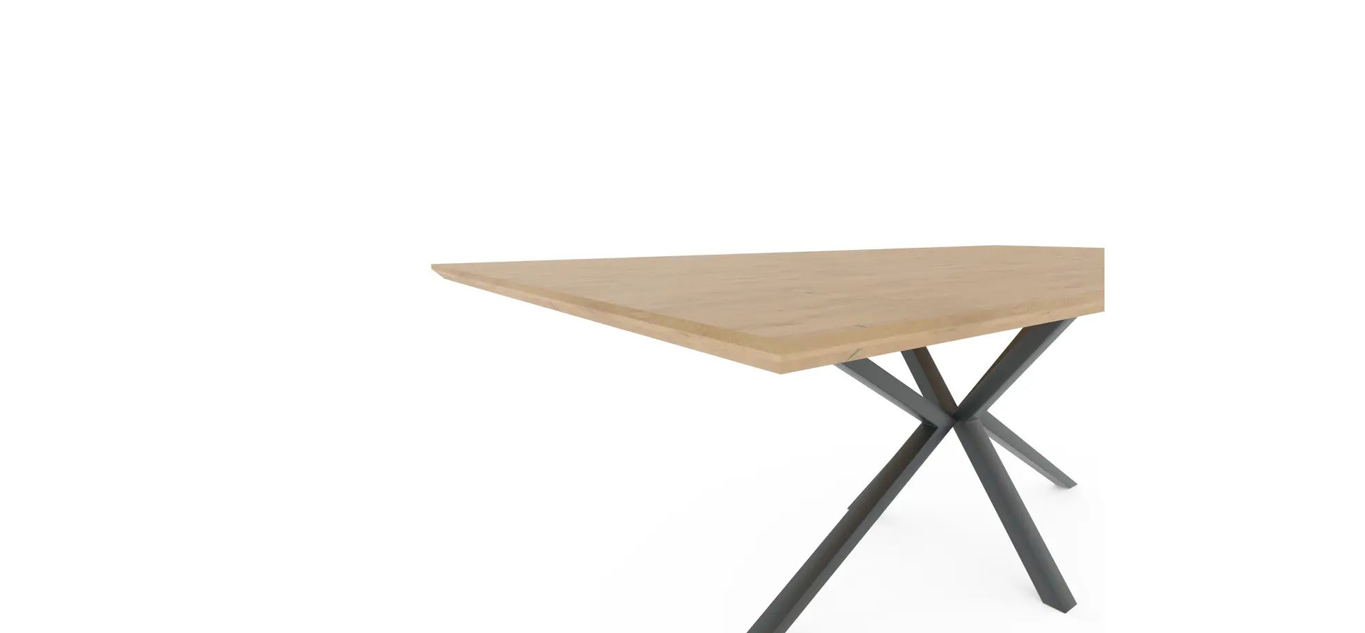 Esstisch Due Viso - LB ca. 220x100 cm, Wildeiche massiv, geölt