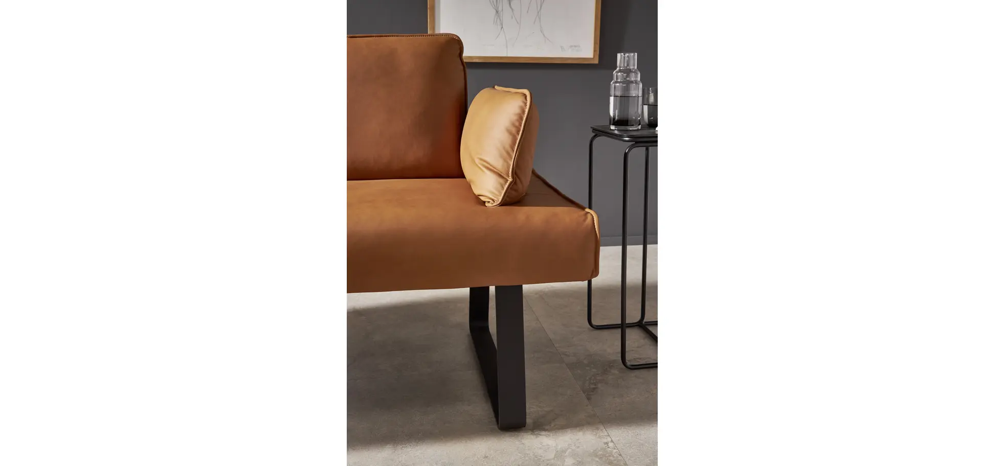 Polsterbank Elda - Breite ca. 236 cm, Leder, Cognac