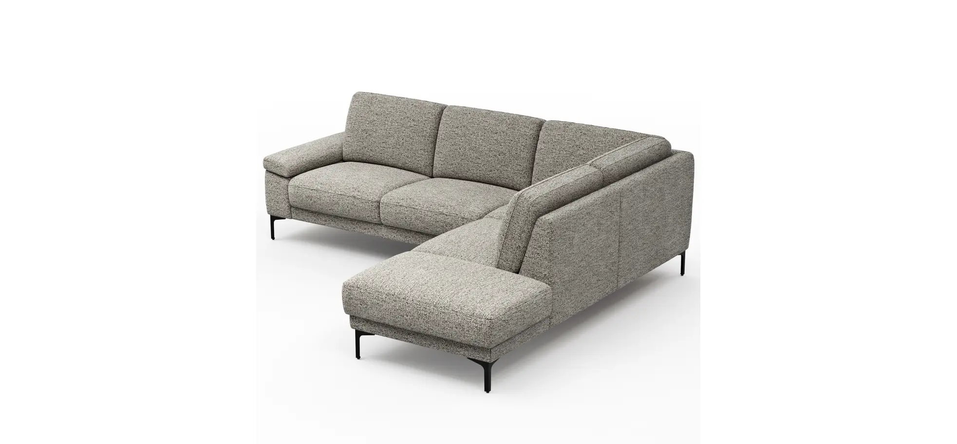 Ecksofa Matero - 2-Sitzer mit Ecke rechts, Stoff, Graubeige