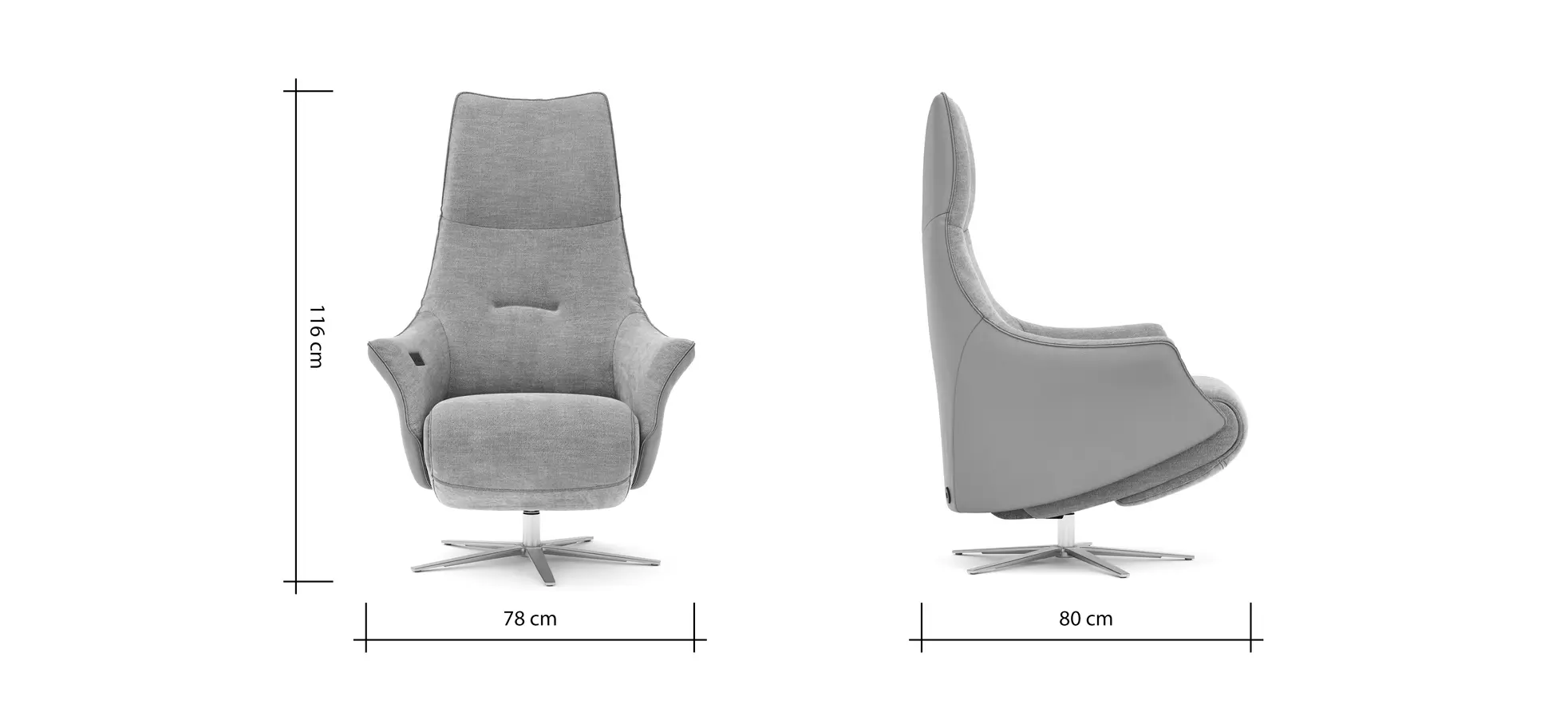 Relaxsessel Girona -  inklusive motorischer Relaxfunktion, Stoff, Leder, Rose