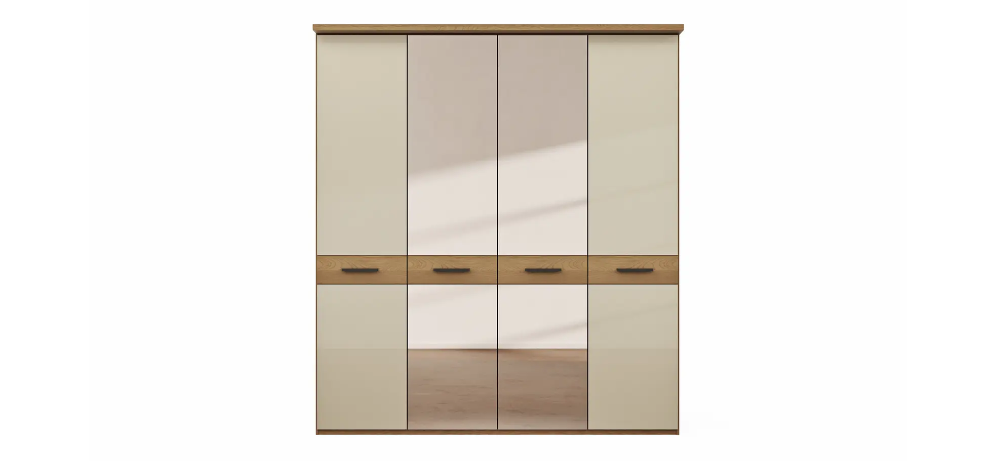 Drehtürenschrank Lenoso - B. ca. 200 cm, Glas Champagner, Spiegel