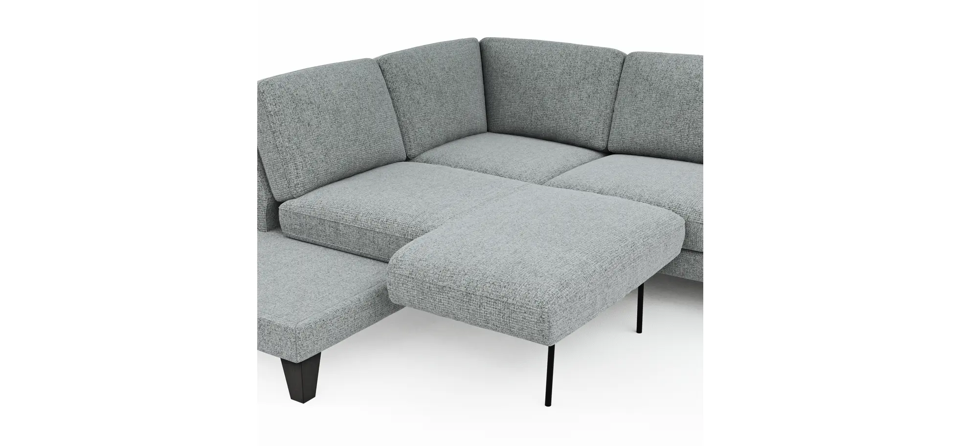 Ecksofa Oviedo - Ecke links mit 2,5-Sitzer inkl. Drehsitz, Stoff, Hellgrau