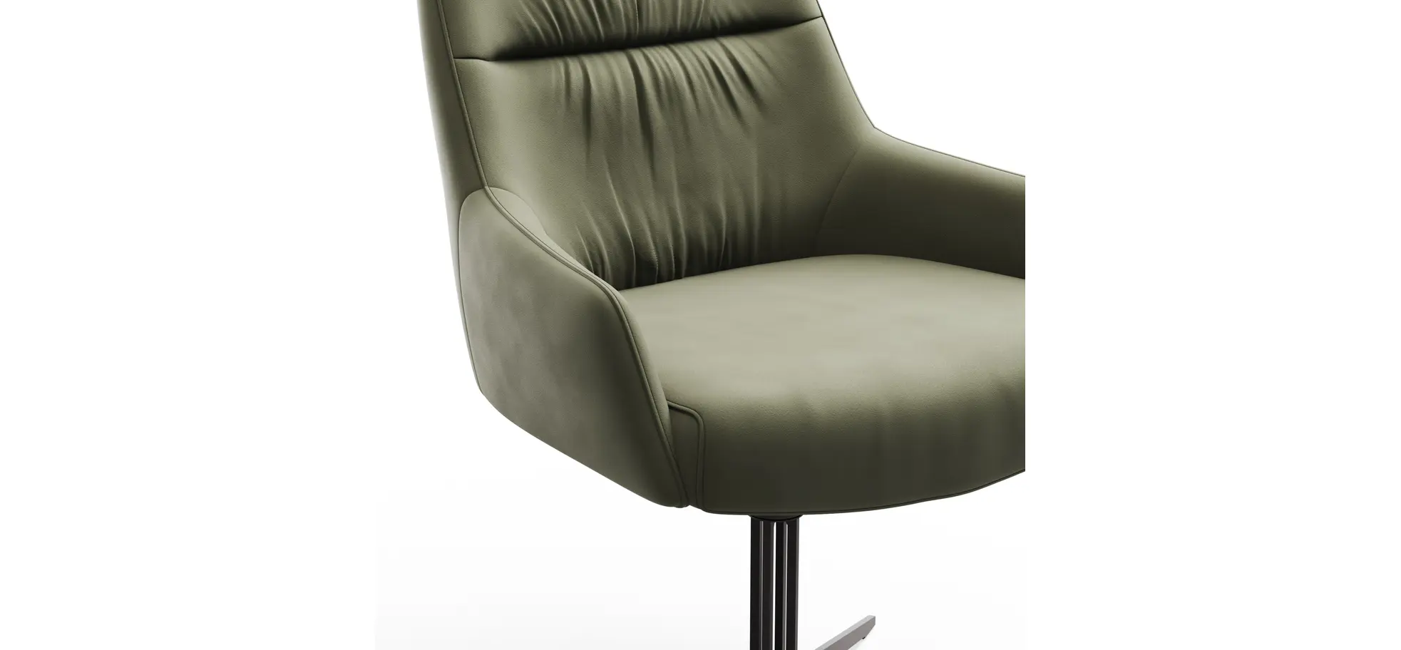 Armlehnstuhl Sagres - drehbar, Leder, olive