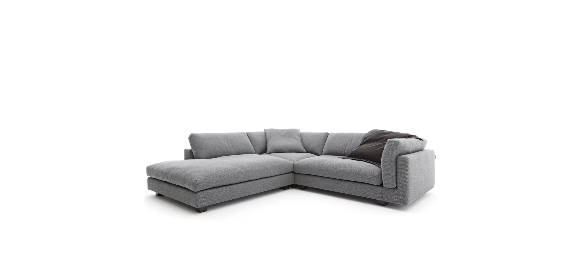 Ecksofa Aprino 3 - Ecke links mit 2,5-Sitzer, Stoff, Grau