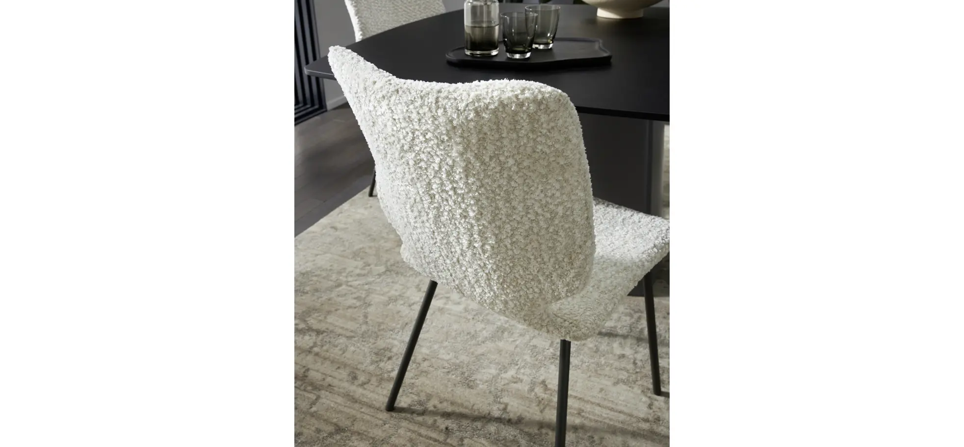 Stuhl Cupi - 4-Fuß, Stoff, Ecru