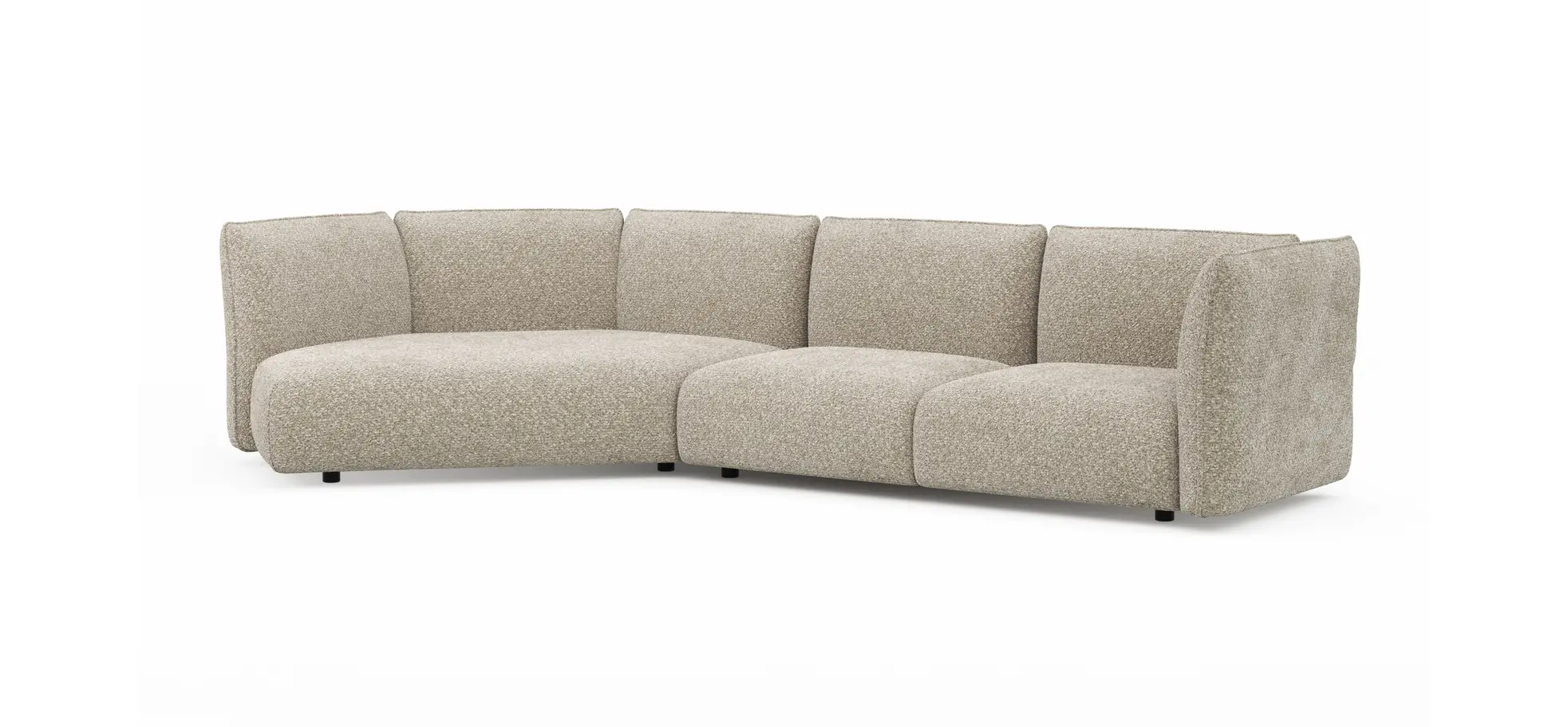 Trapezsofa Motone - Ecke links mit 2-Sitzer, Stoff, Beige