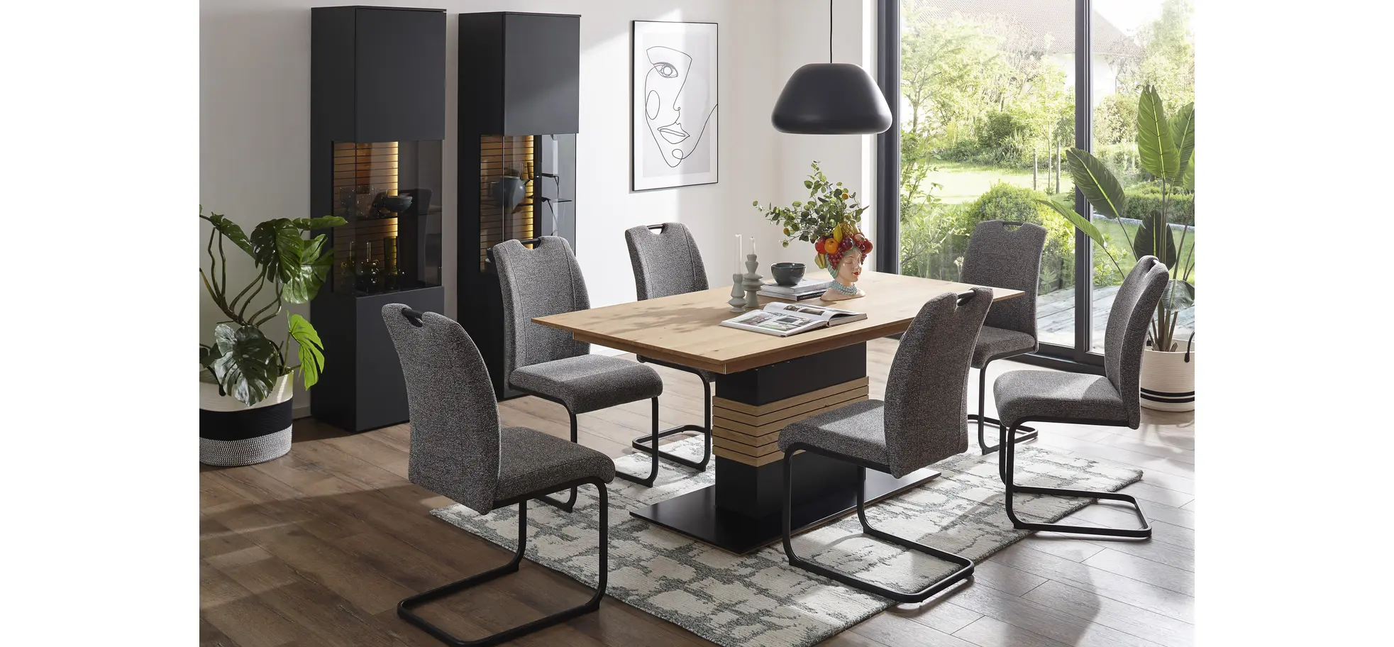 Freischwinger Dinner  - Stoff, Grau