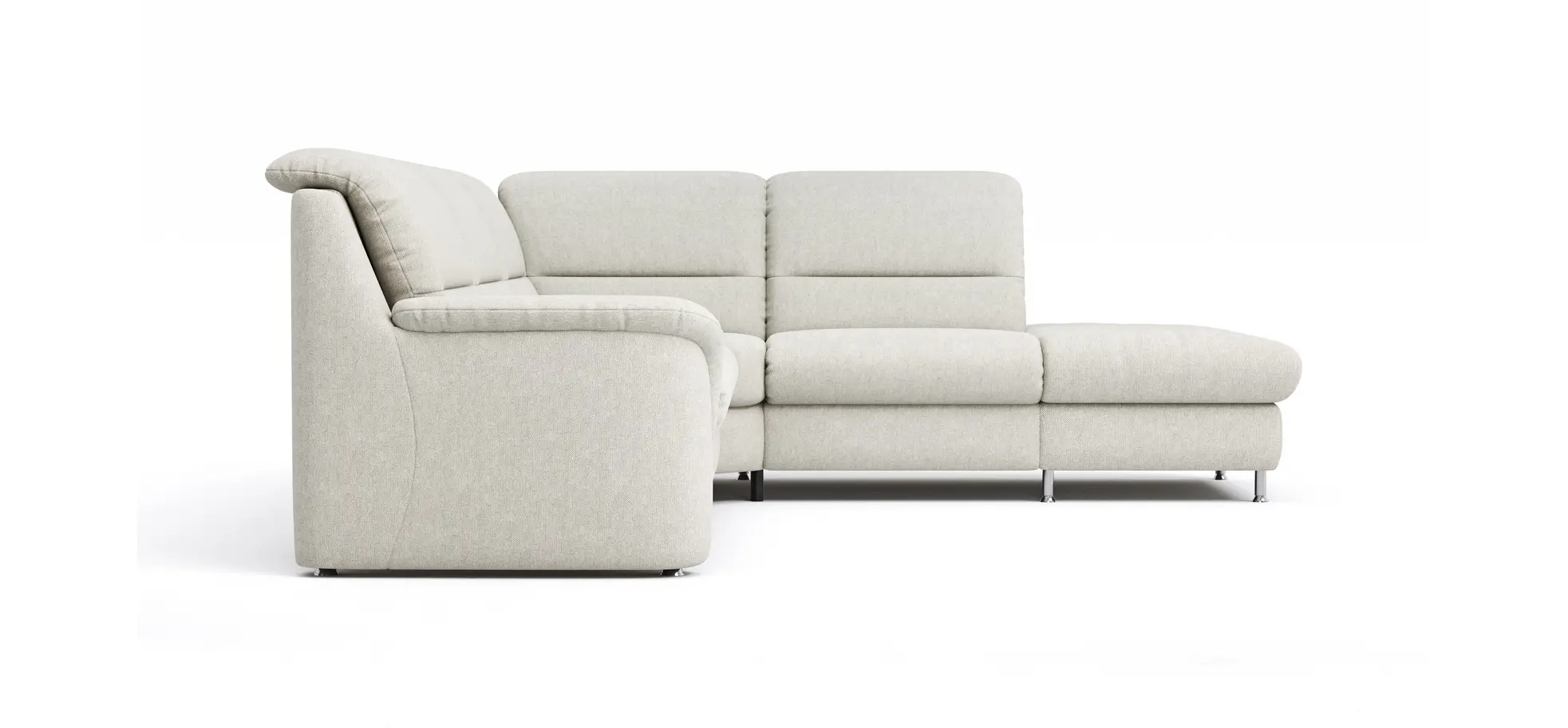 Ecksofa Cornella Classic - 2-Sitzer mit Ecke rechts, Stoff, Creme
