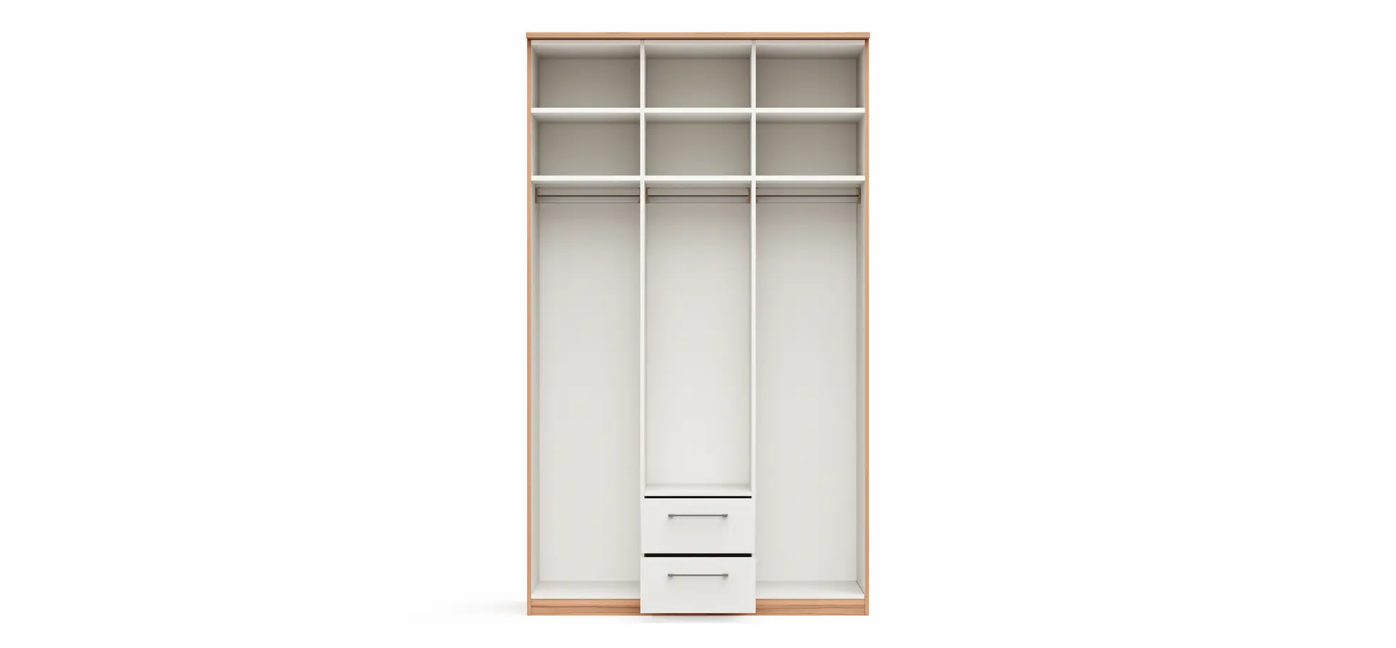 Drehtürenschrank Viana - B. ca. 136 cm, Furnier, Kernbuche, Weiß