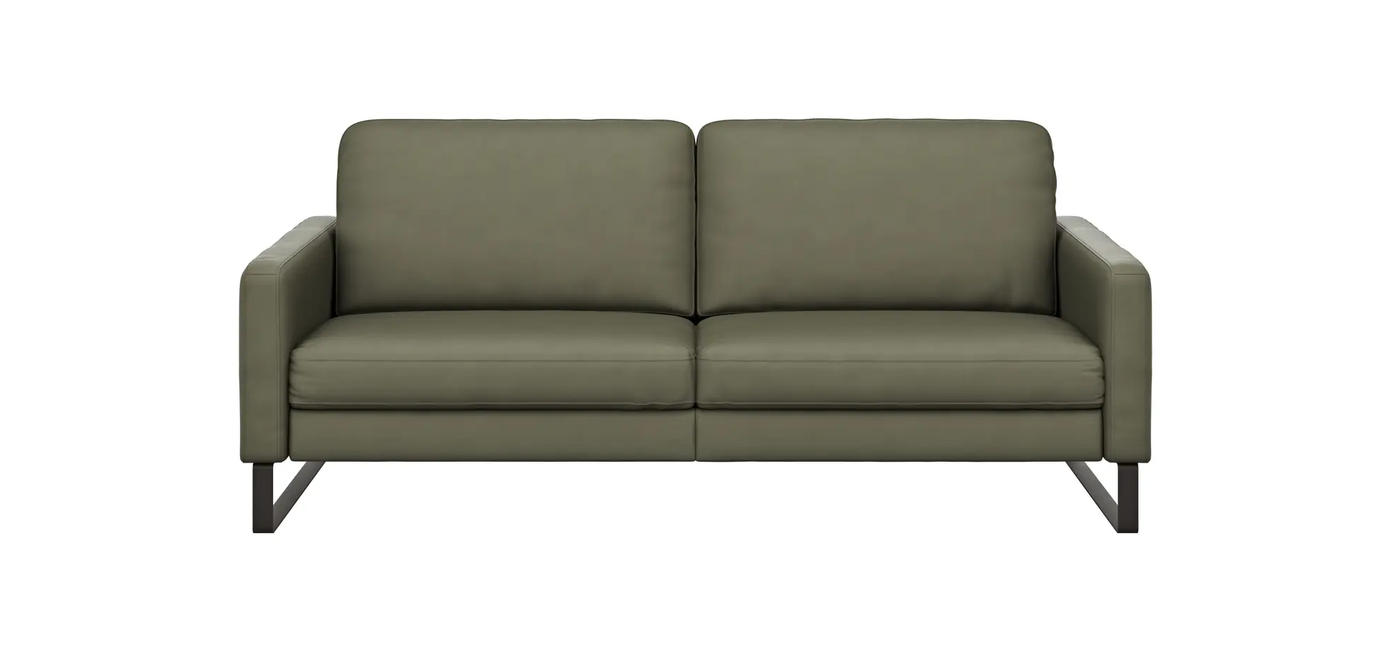 Sofa Enna - 3,5-Sitzer, Armlehne A, Leder, Olive, Kufe, Schwarz 111492